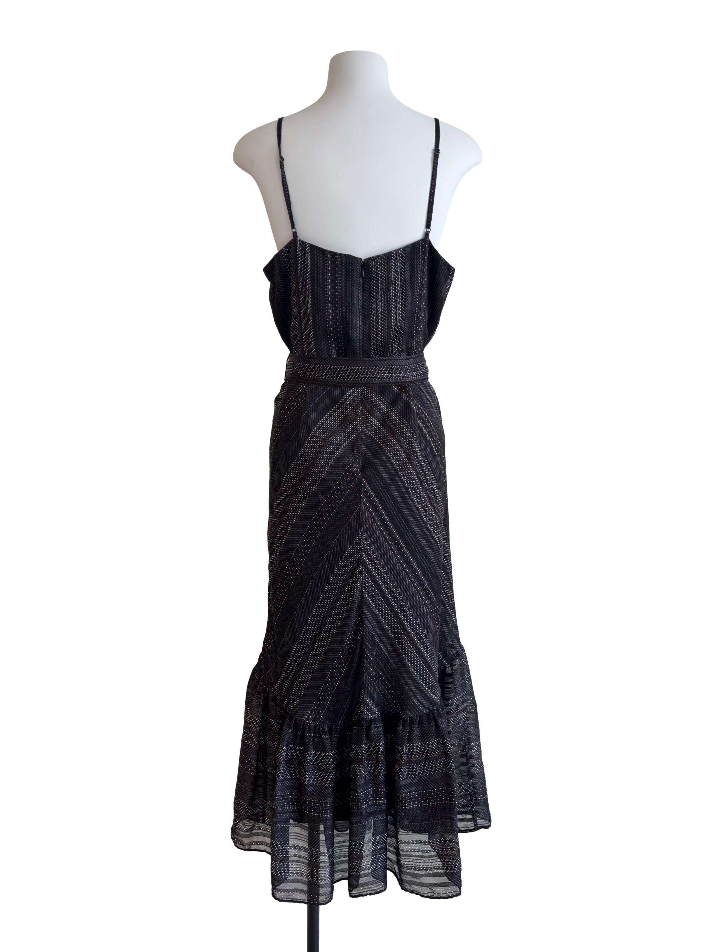 Jet Black Dropwaist Patterned Cami Dress