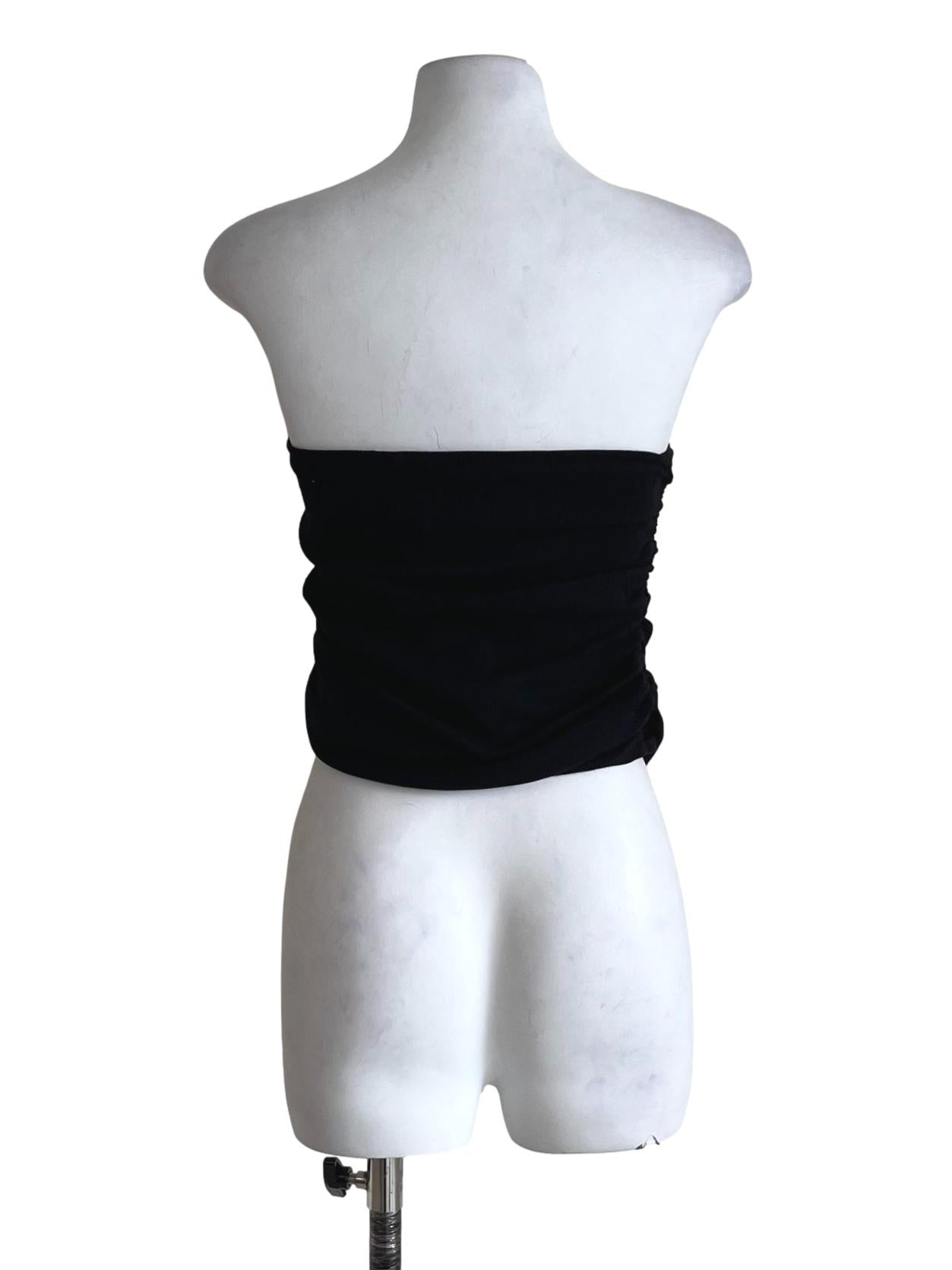 Black Chelle Ruched Tube Padded Top