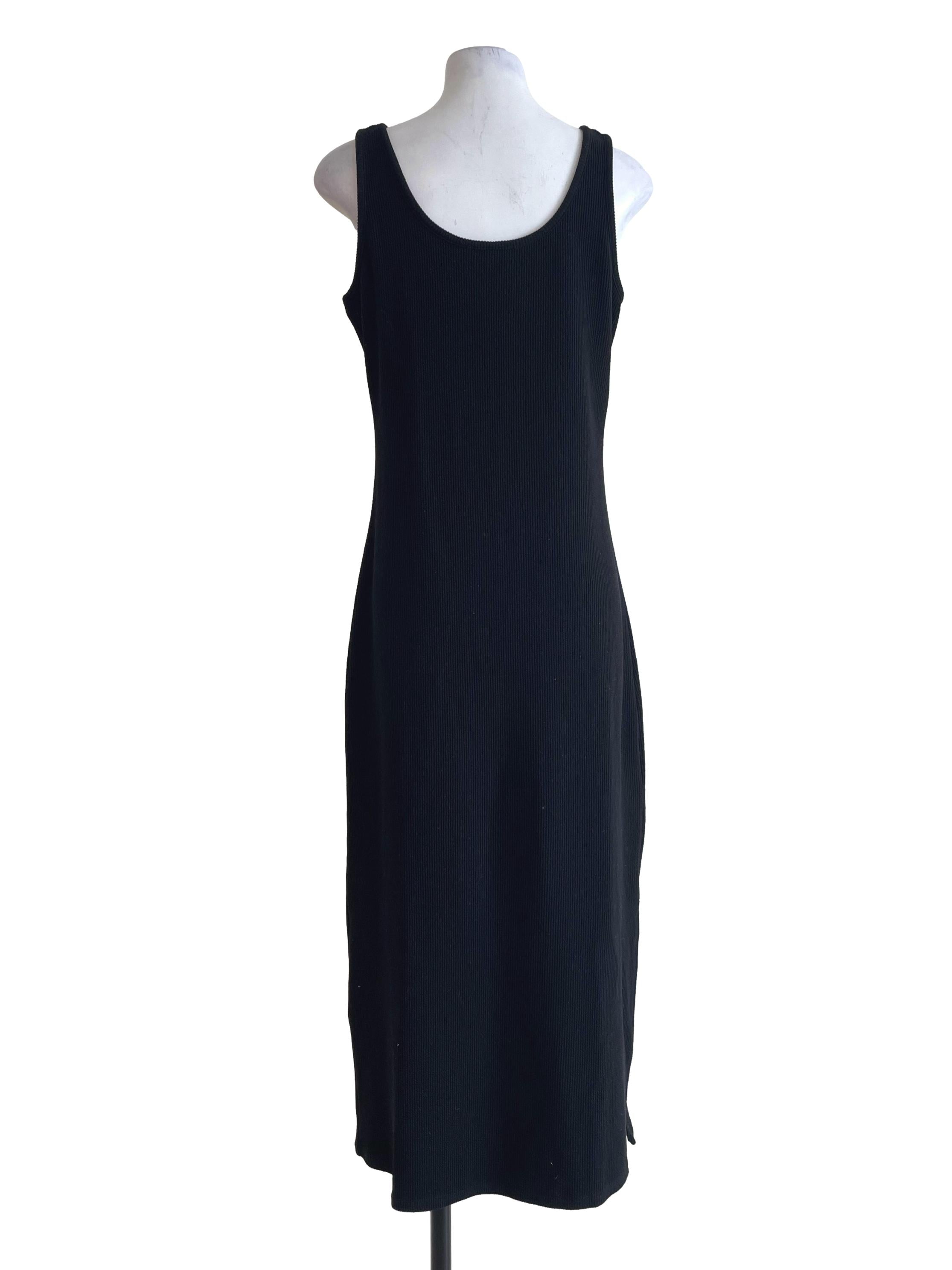 Black Ribbed Scoop Neck Dress