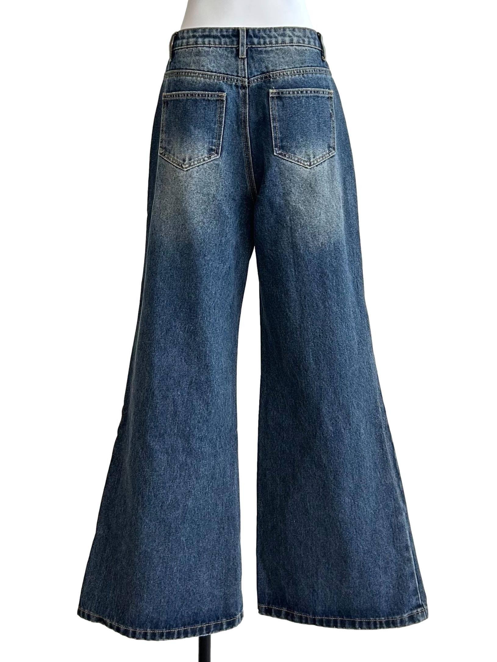 Medium Blue Wash Wide Jeans