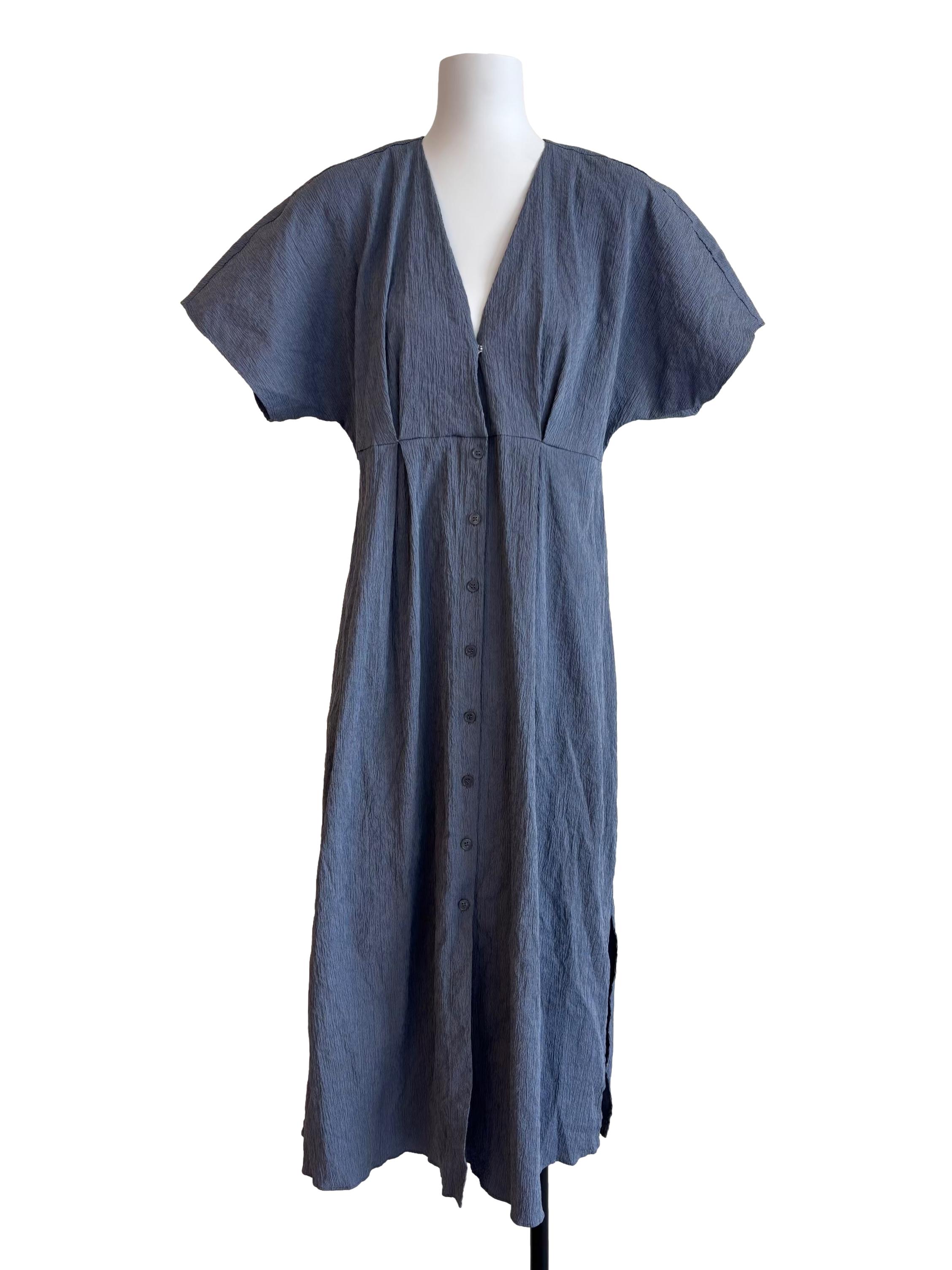 Stone Blue V-Neck Empire Dress