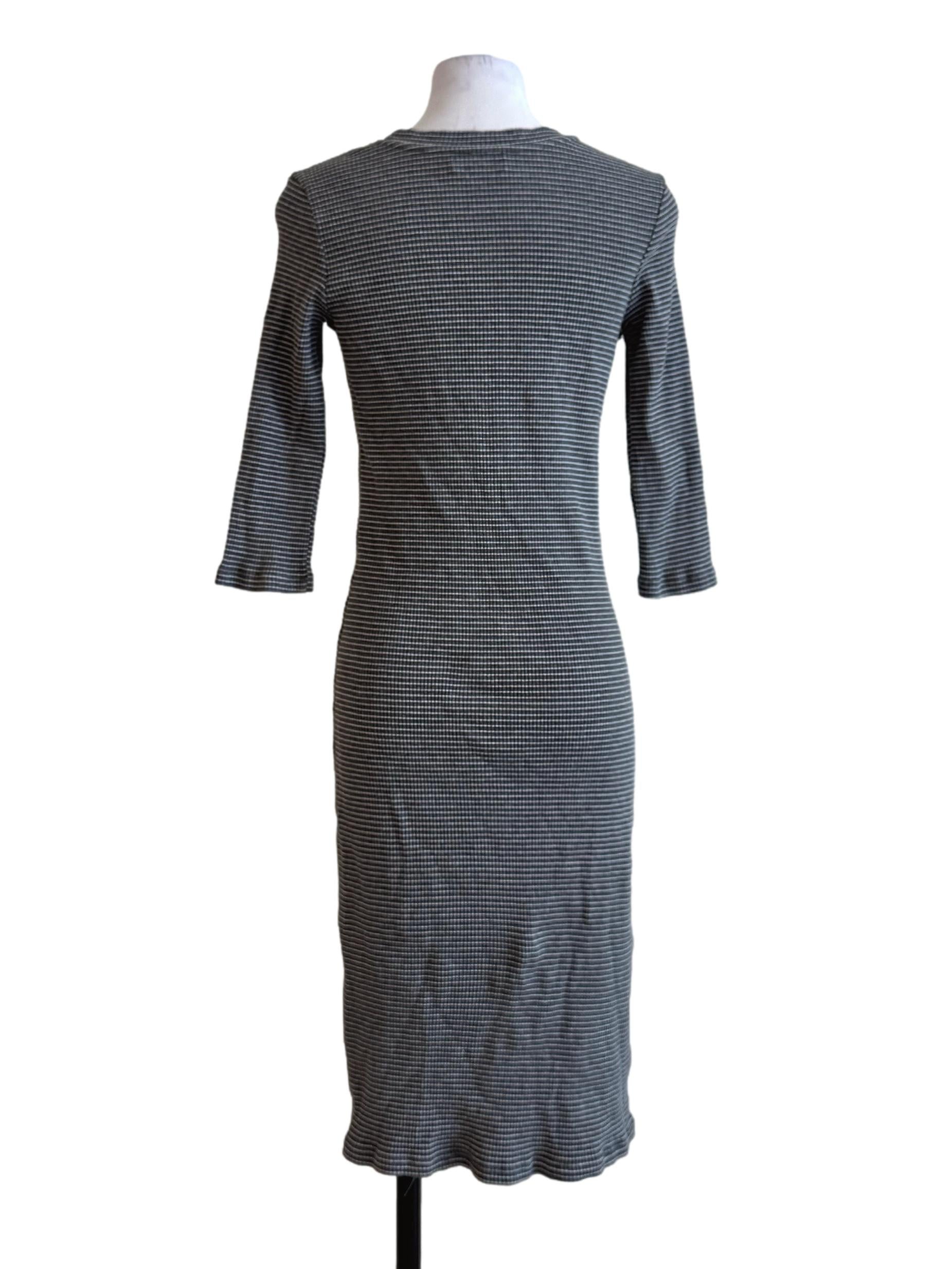 Stone Grey Stripes Long Sleeve Shirt Dress