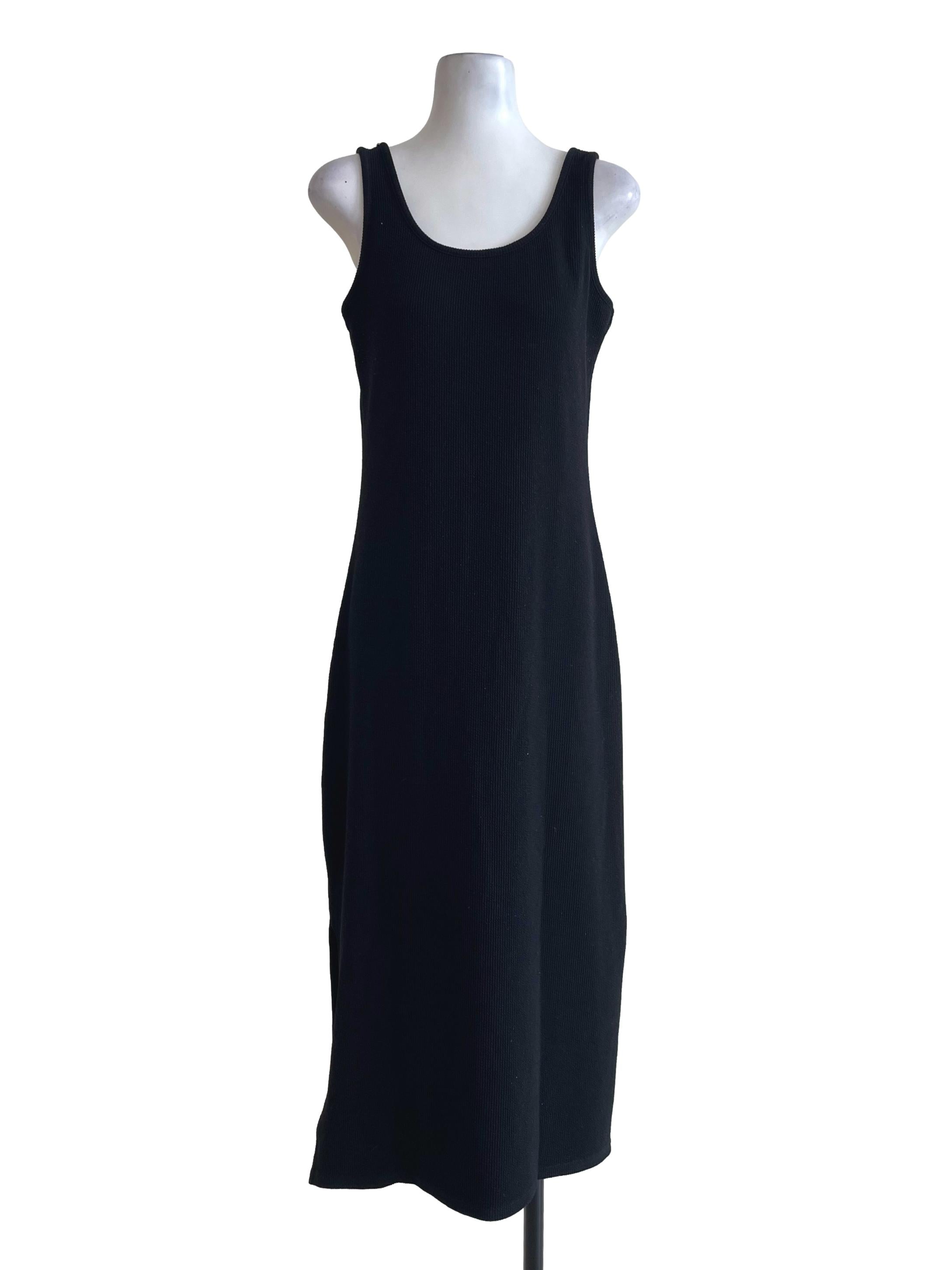 Black Ribbed Scoop Neck Dress