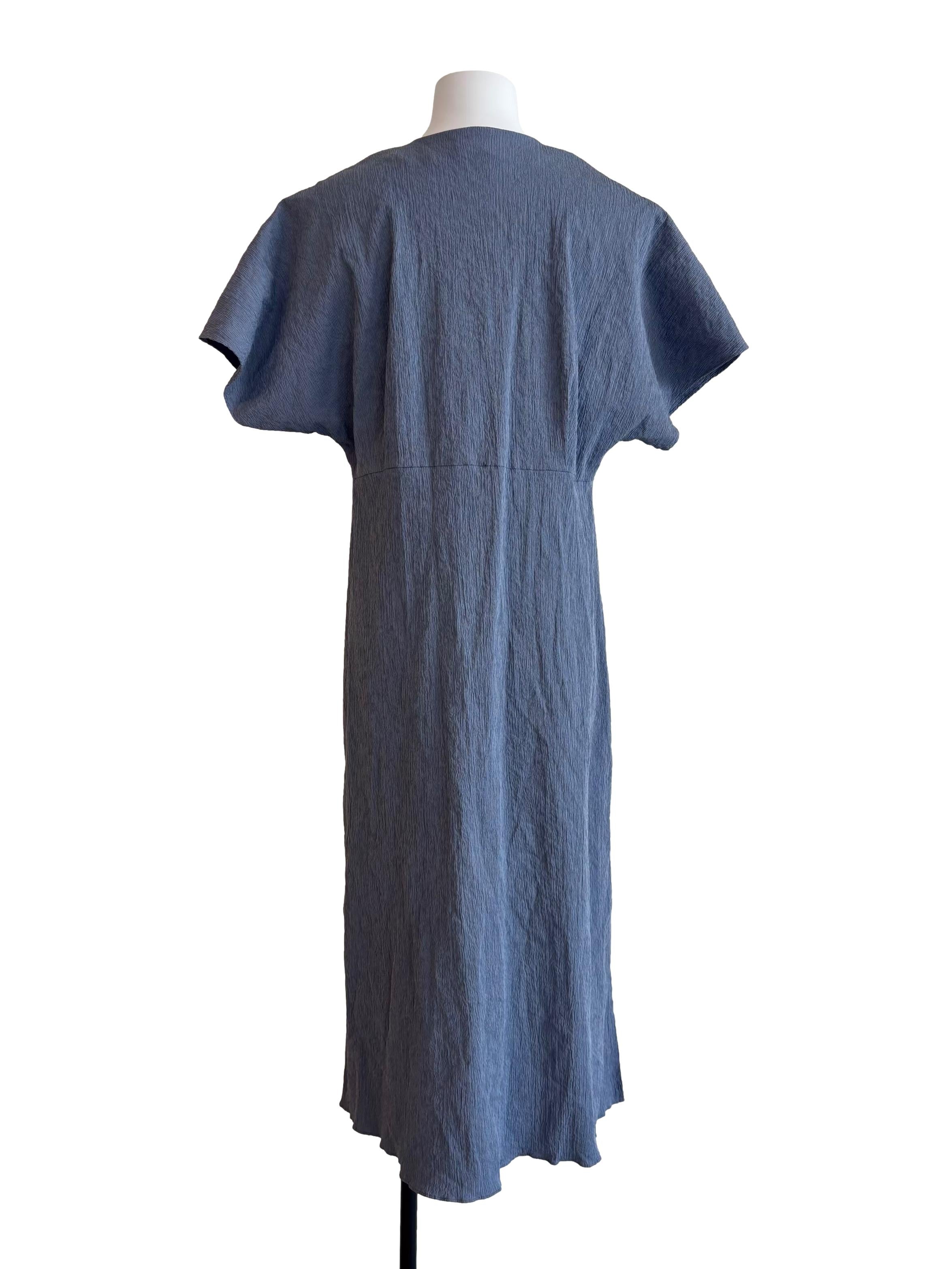 Stone Blue V-Neck Empire Dress