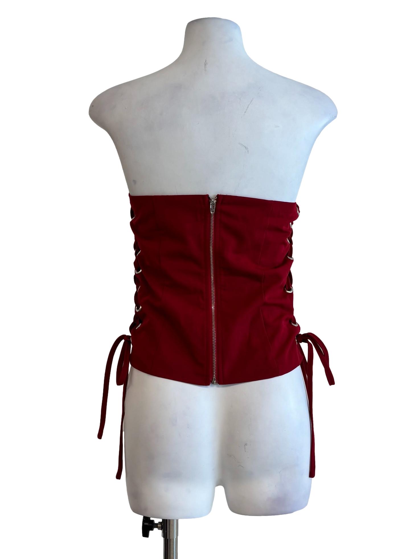 Red Strapless Side Tie Corset Top