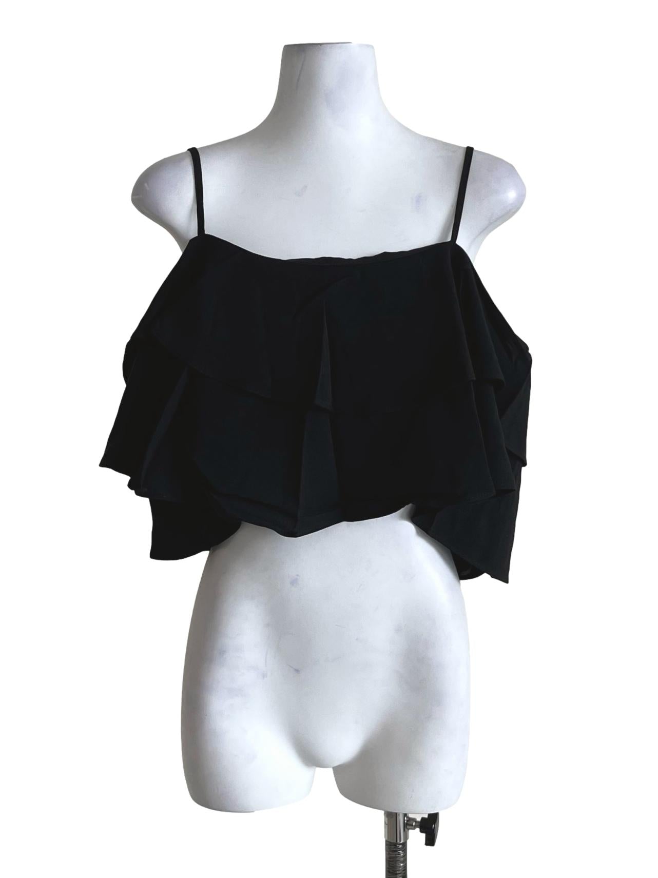 Black Kallie Ruffles Crop Top
