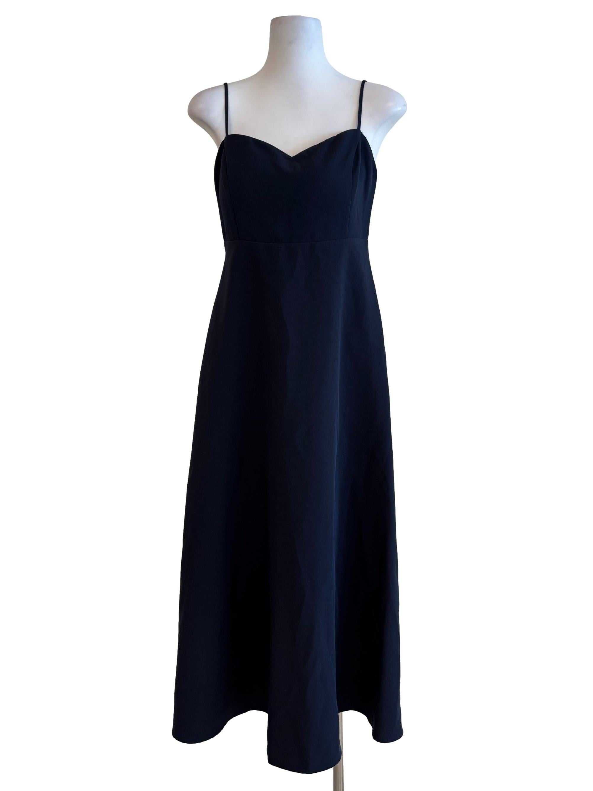 Navy Blue Spaghetti Strap Sweetheart Dress