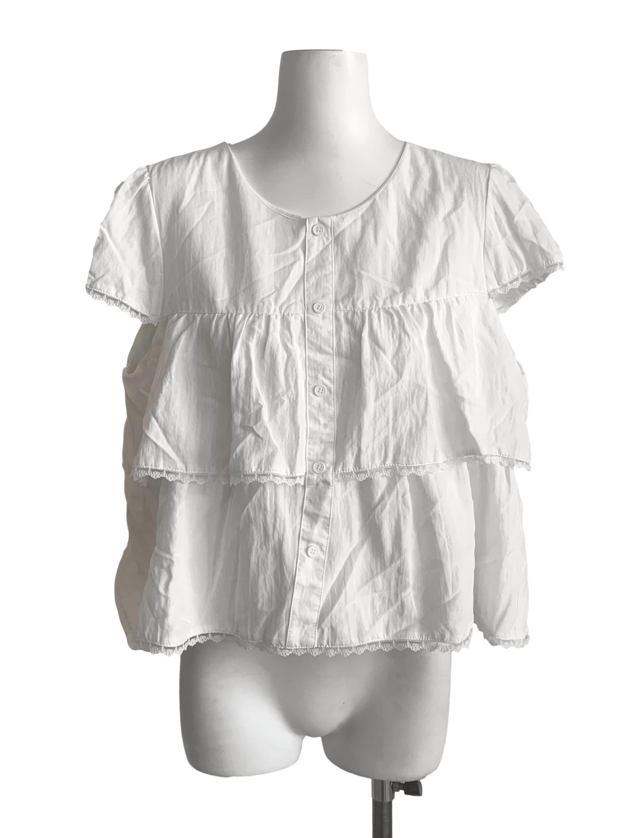 Cotton White Tiered Top
