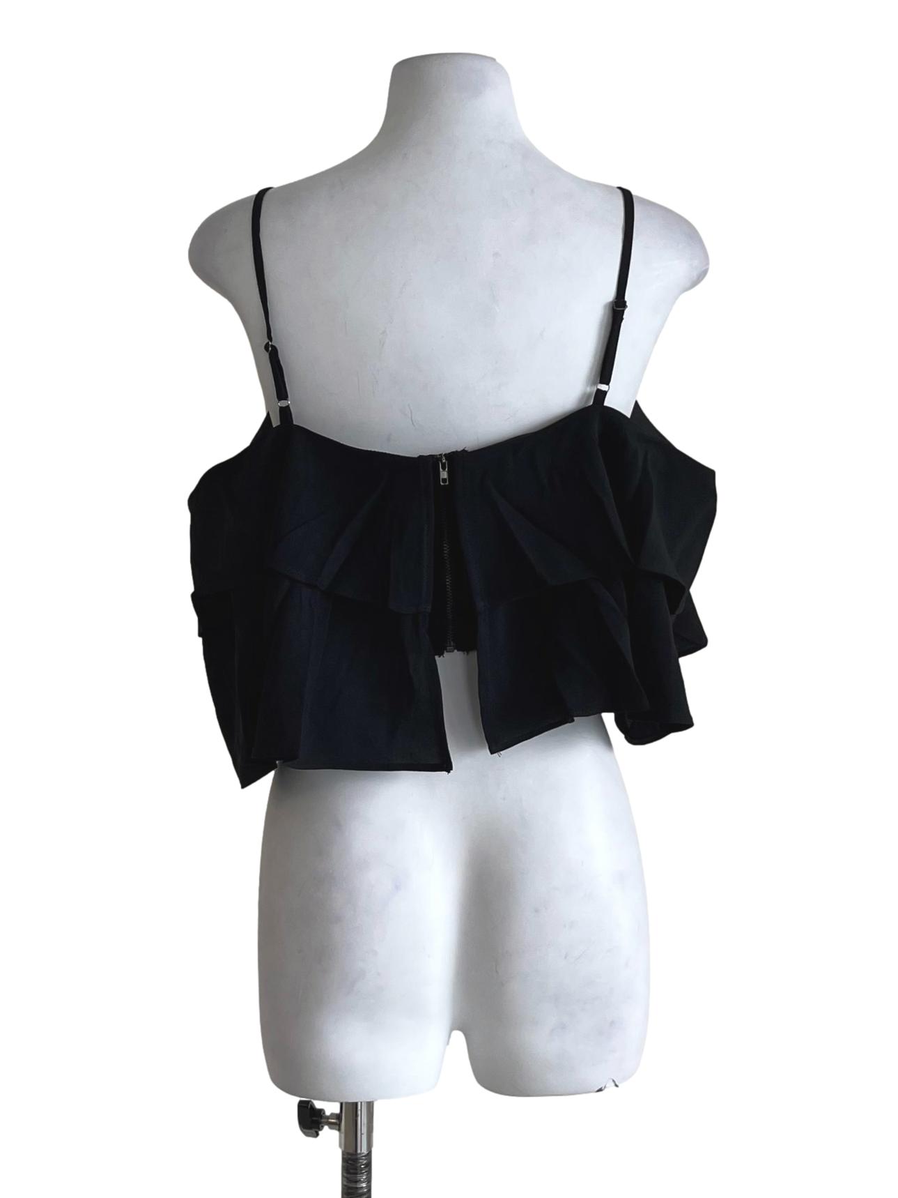 Black Kallie Ruffles Crop Top