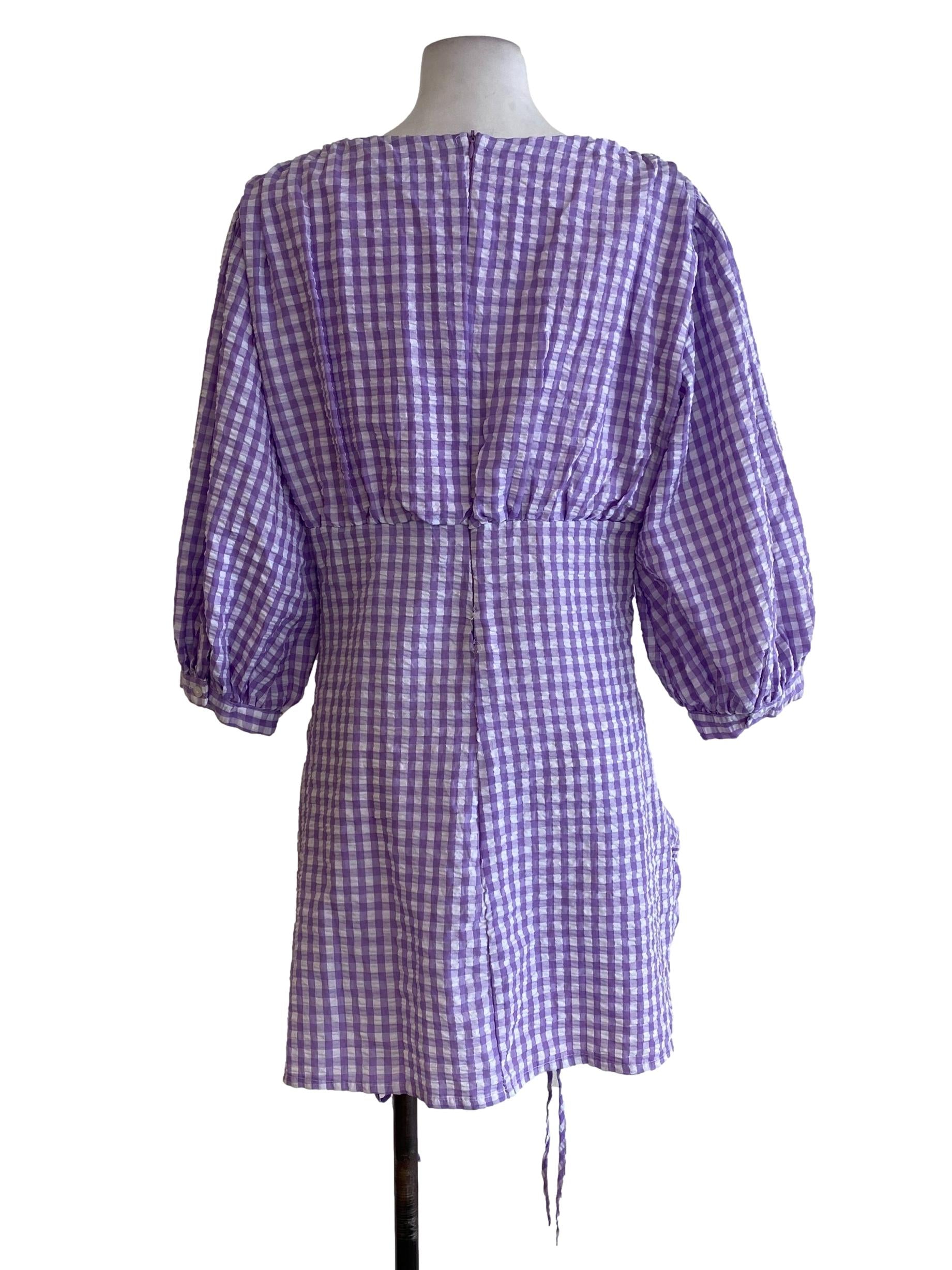 Purple Gingham Sheath Dress