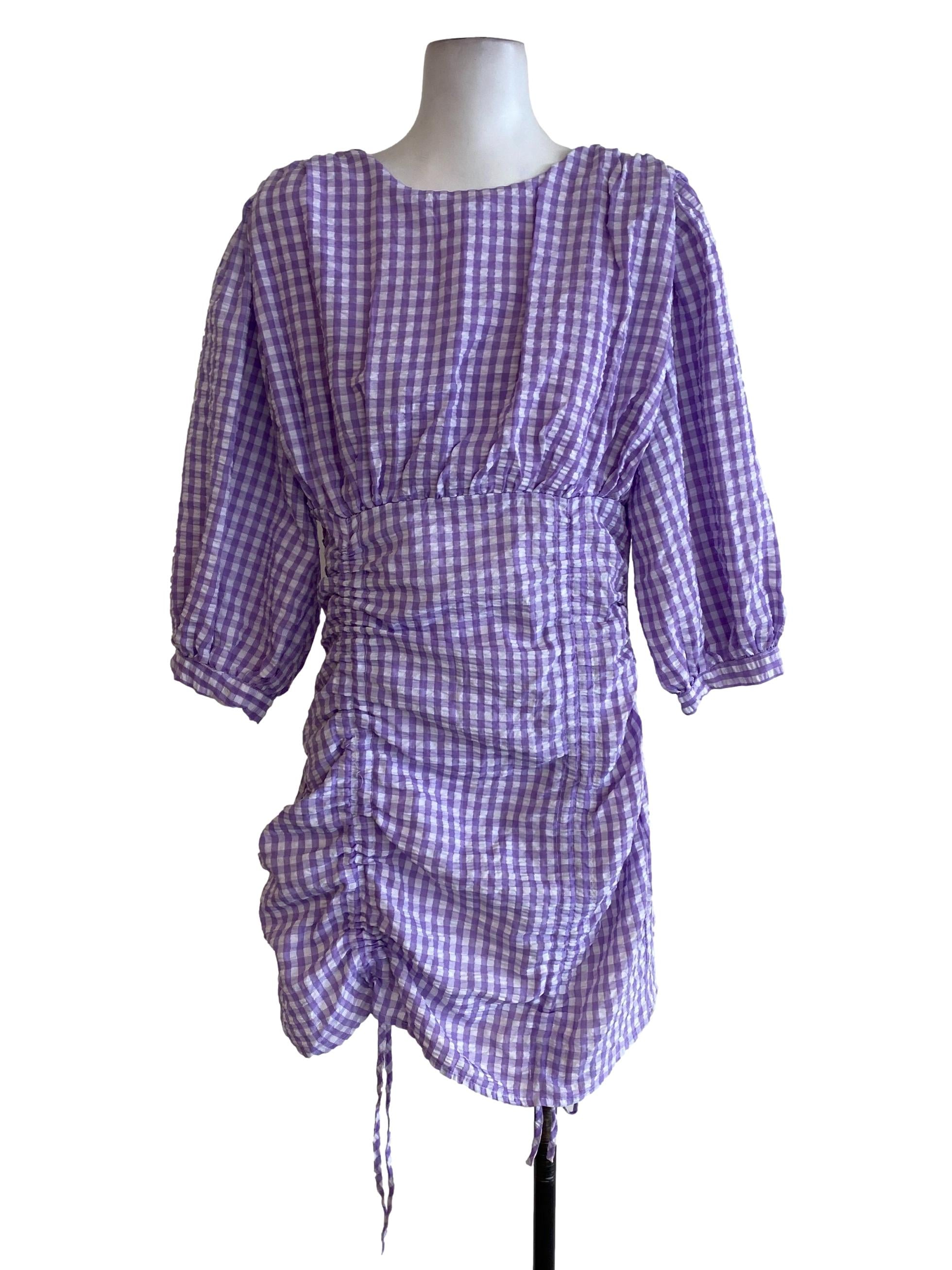 Purple Gingham Sheath Dress