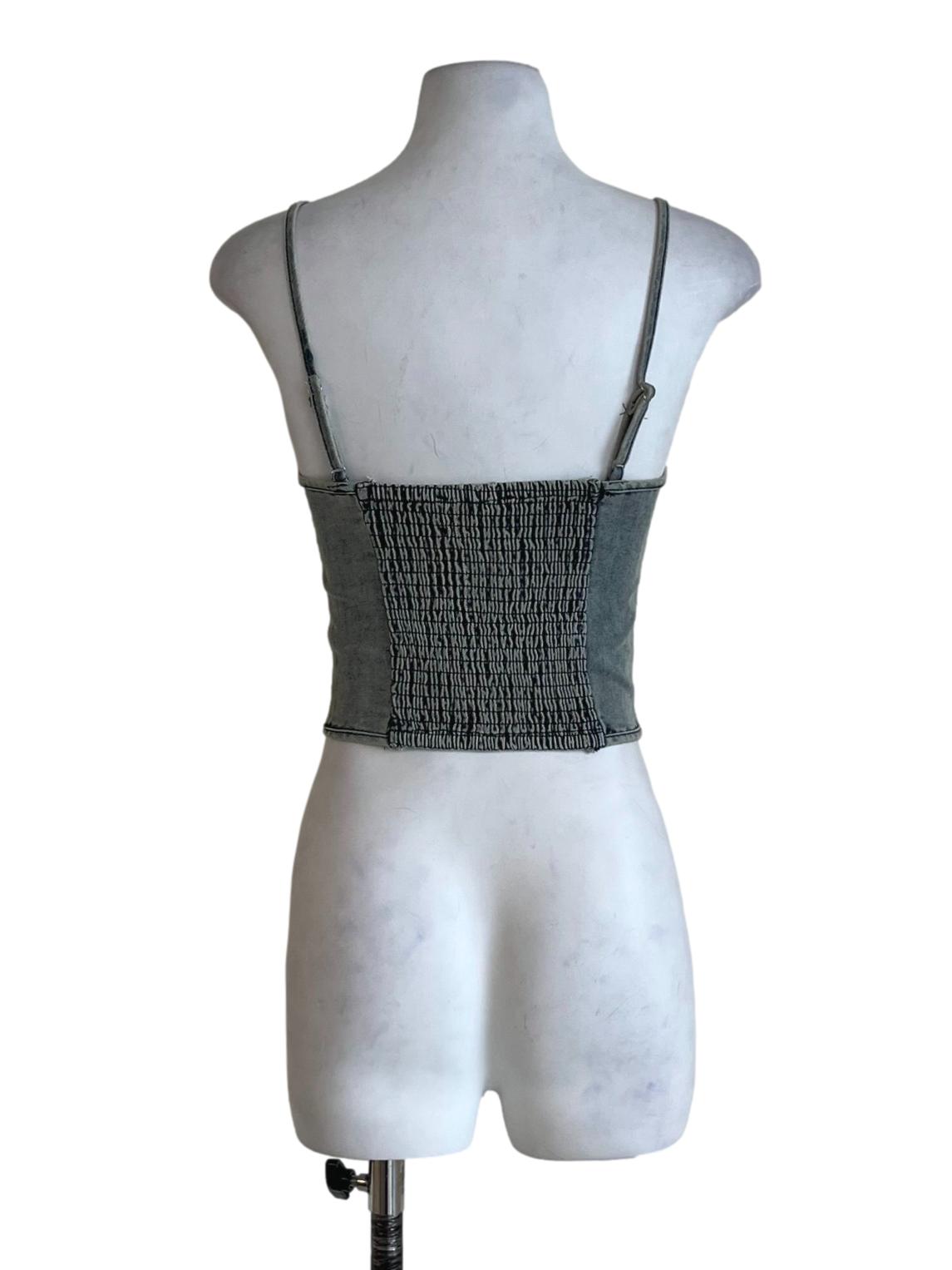 Light Blue Kacey Hook Front Corset Denim Top