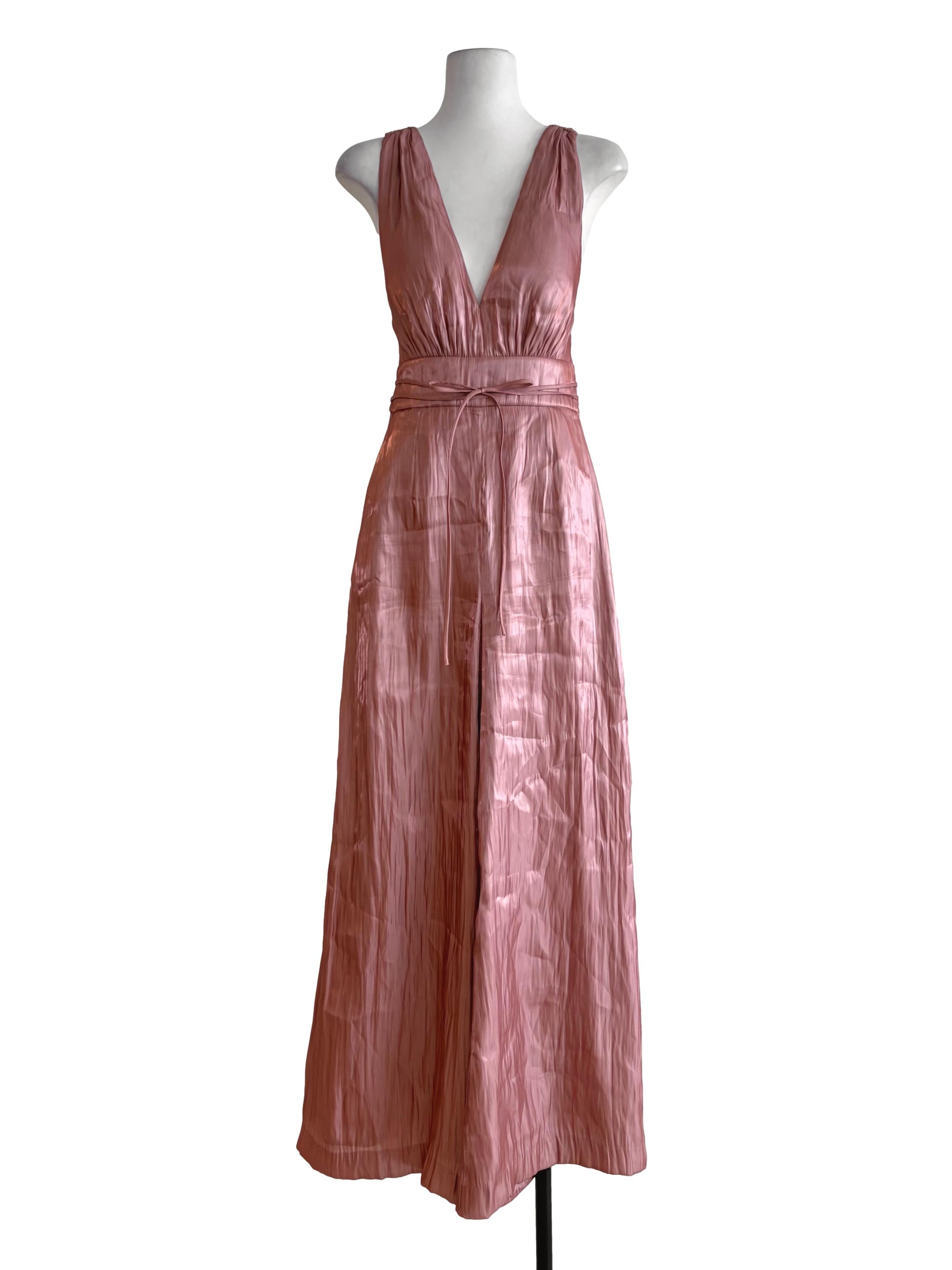 Blush Pink Deep V-Neck Jumpsuit LB