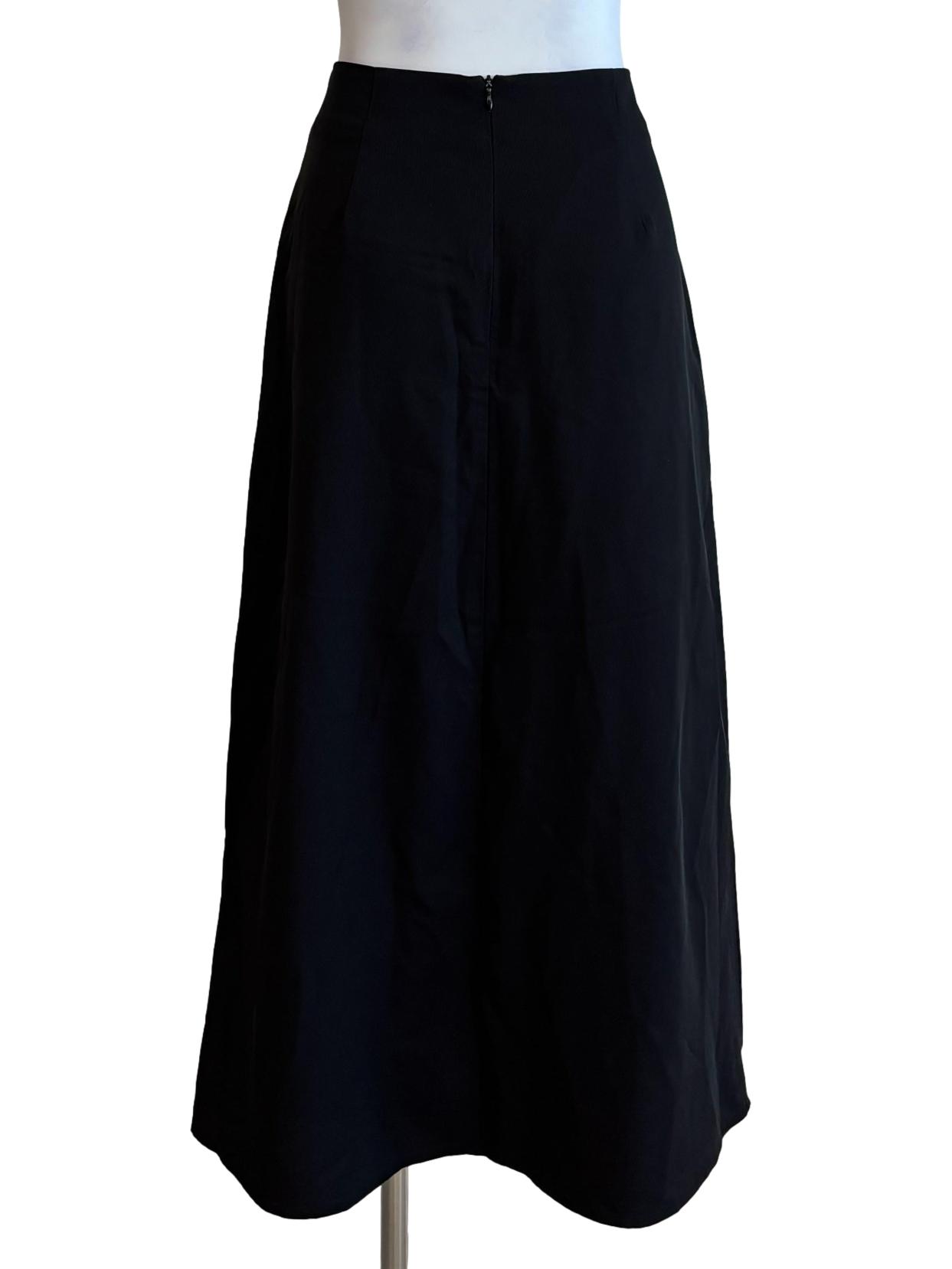Jet Black Plain A-Line Skirt