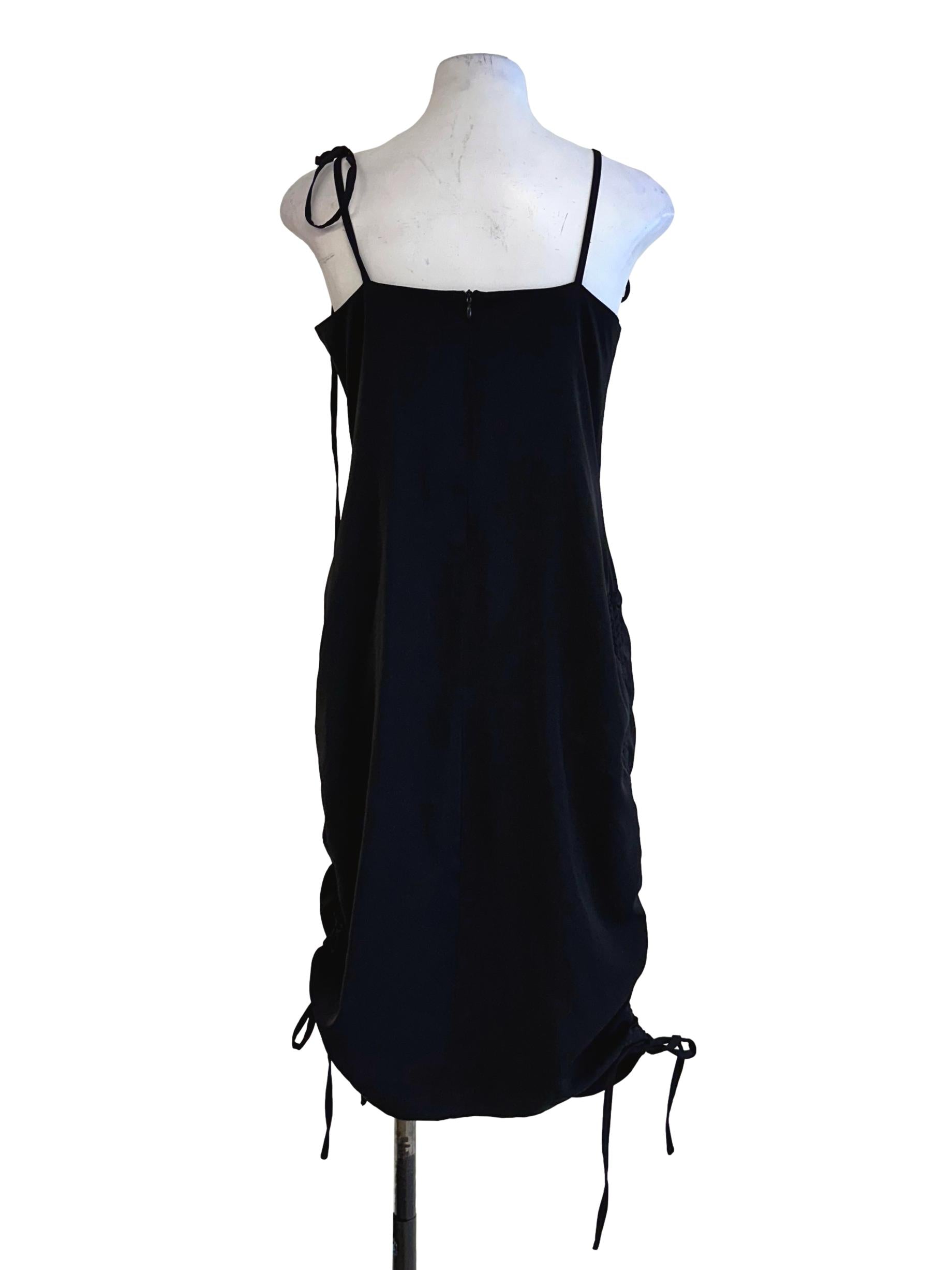 Black Plain Sleeveless Mini Dress YHF