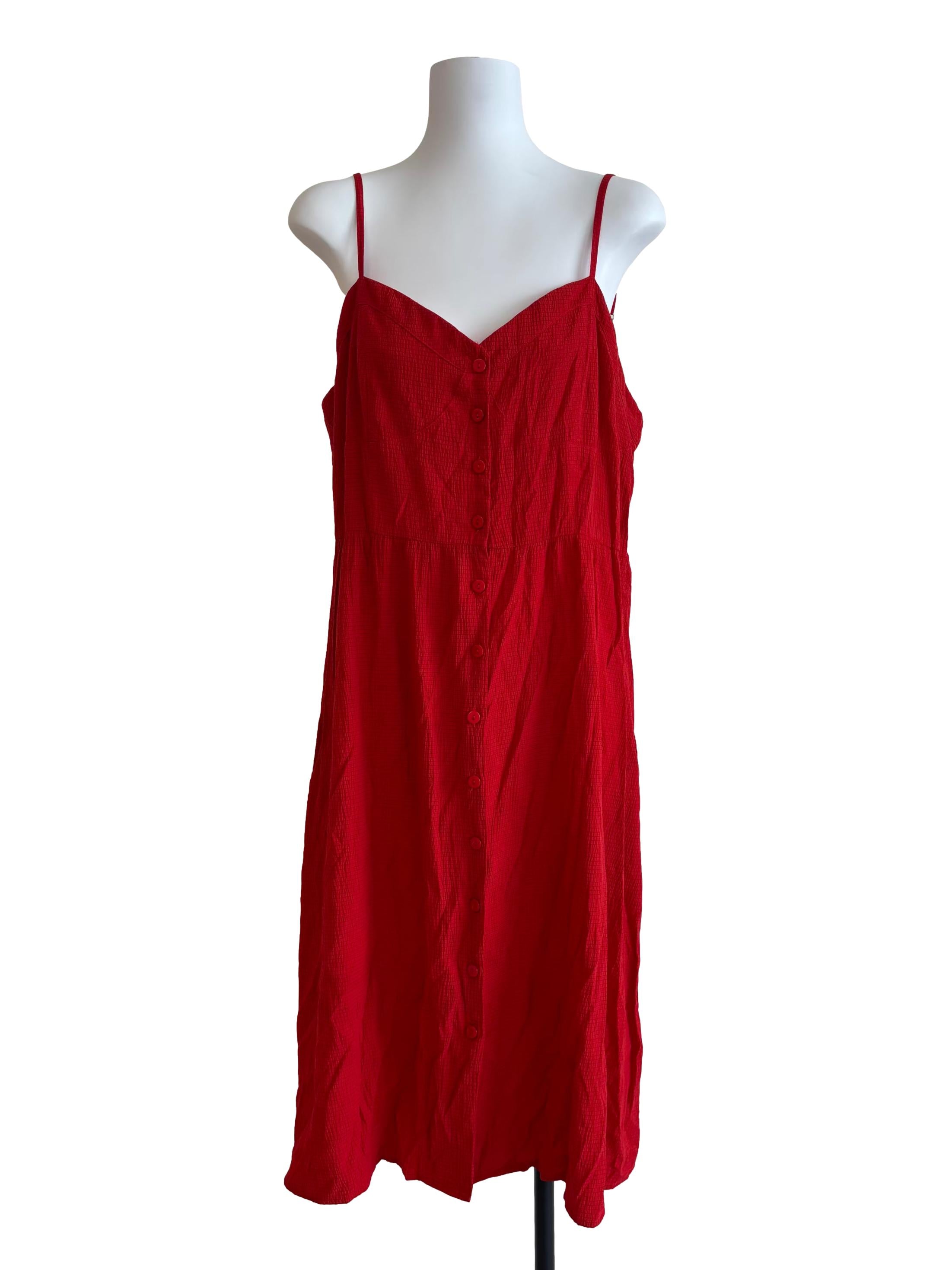 Candy Red Buttoned Camisole Dress