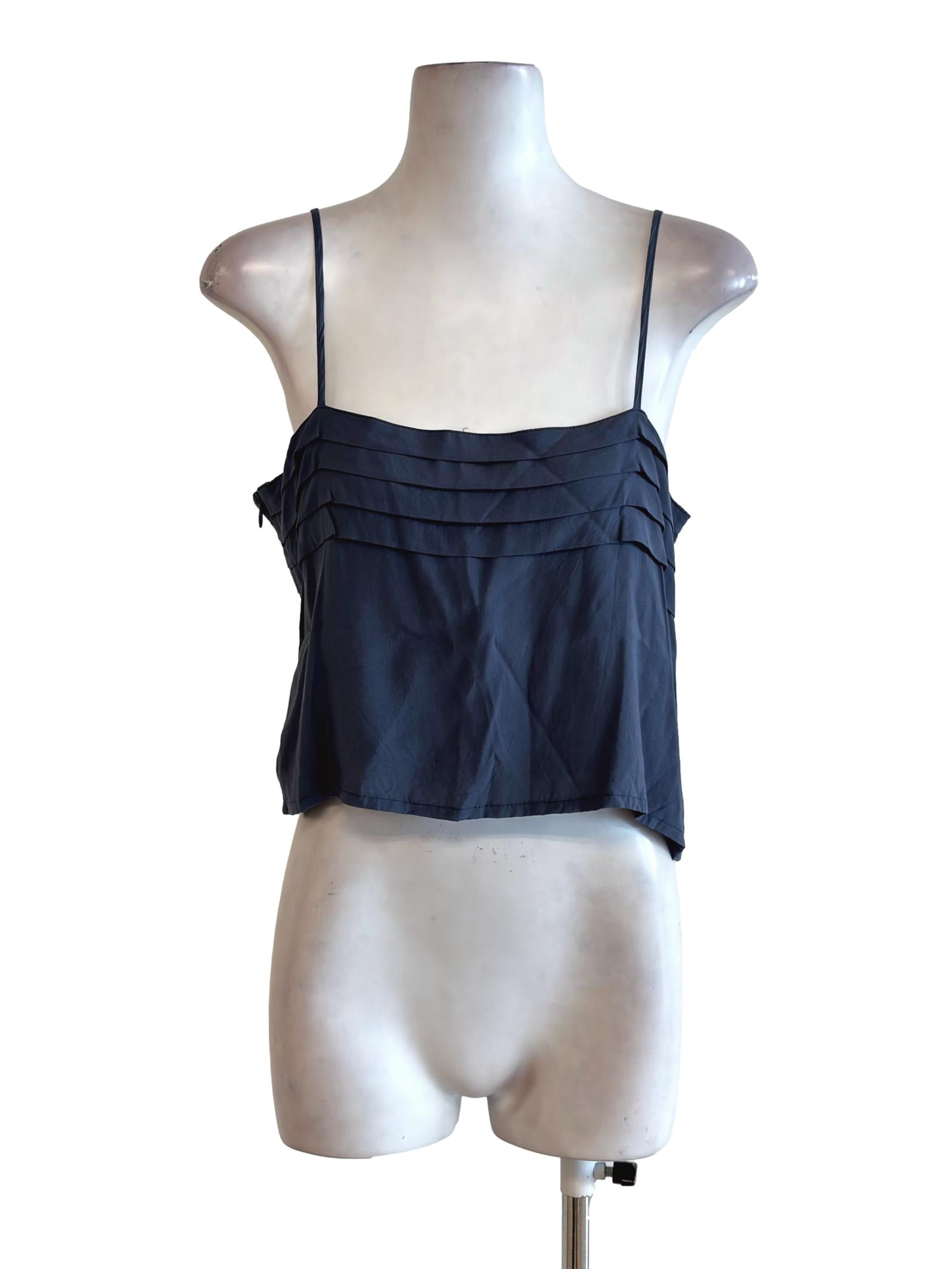 Spruce Blue Pleated Strappy Top TEM