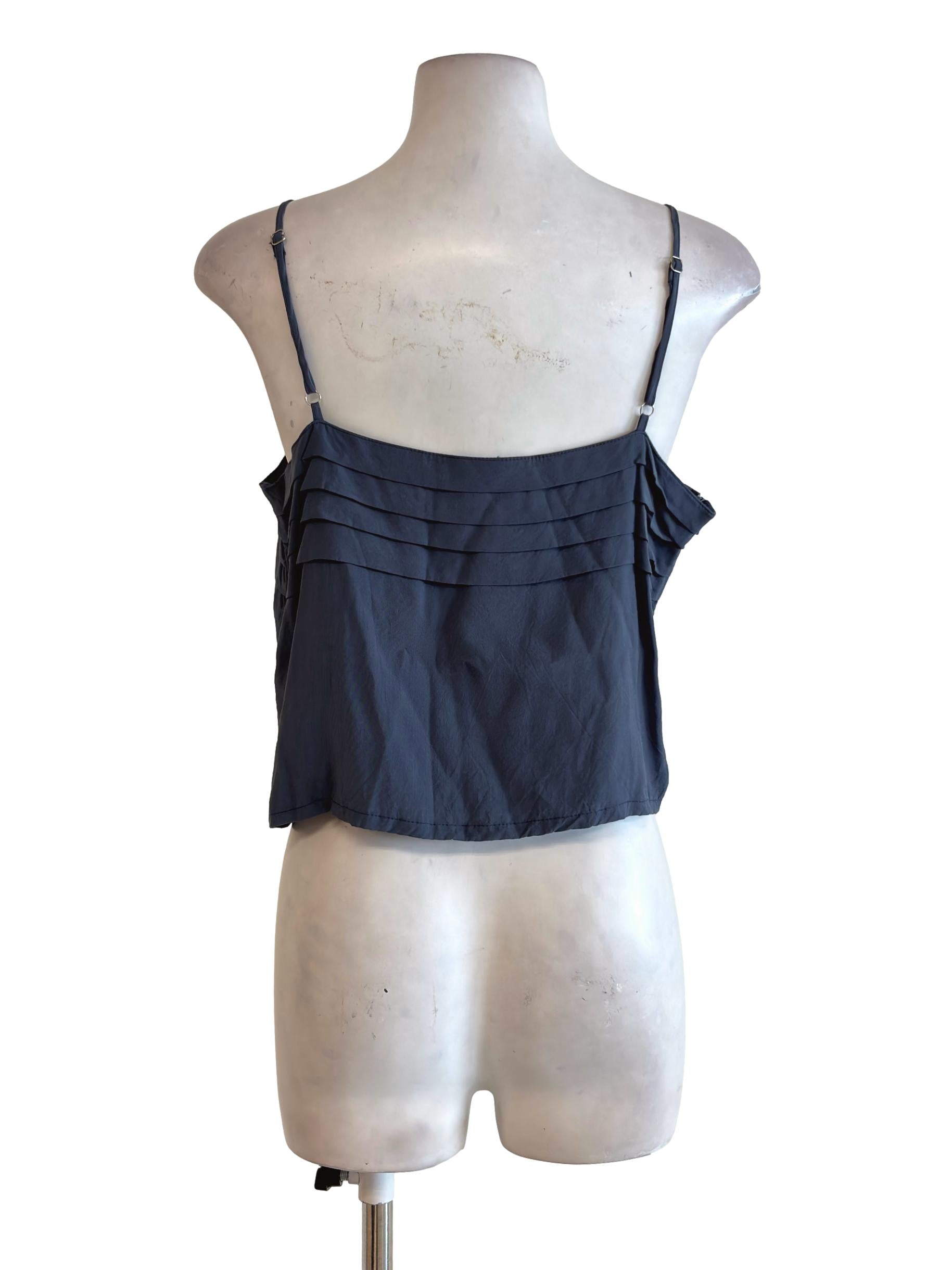 Spruce Blue Pleated Strappy Top TEM