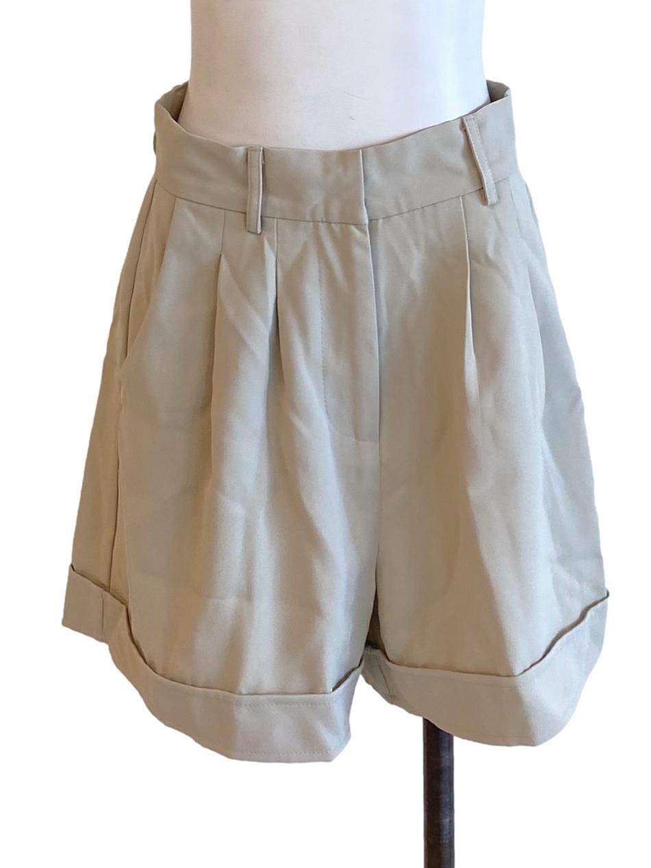 Oat Brown Cuffed Hem Bermuda Tailored Shorts TTR