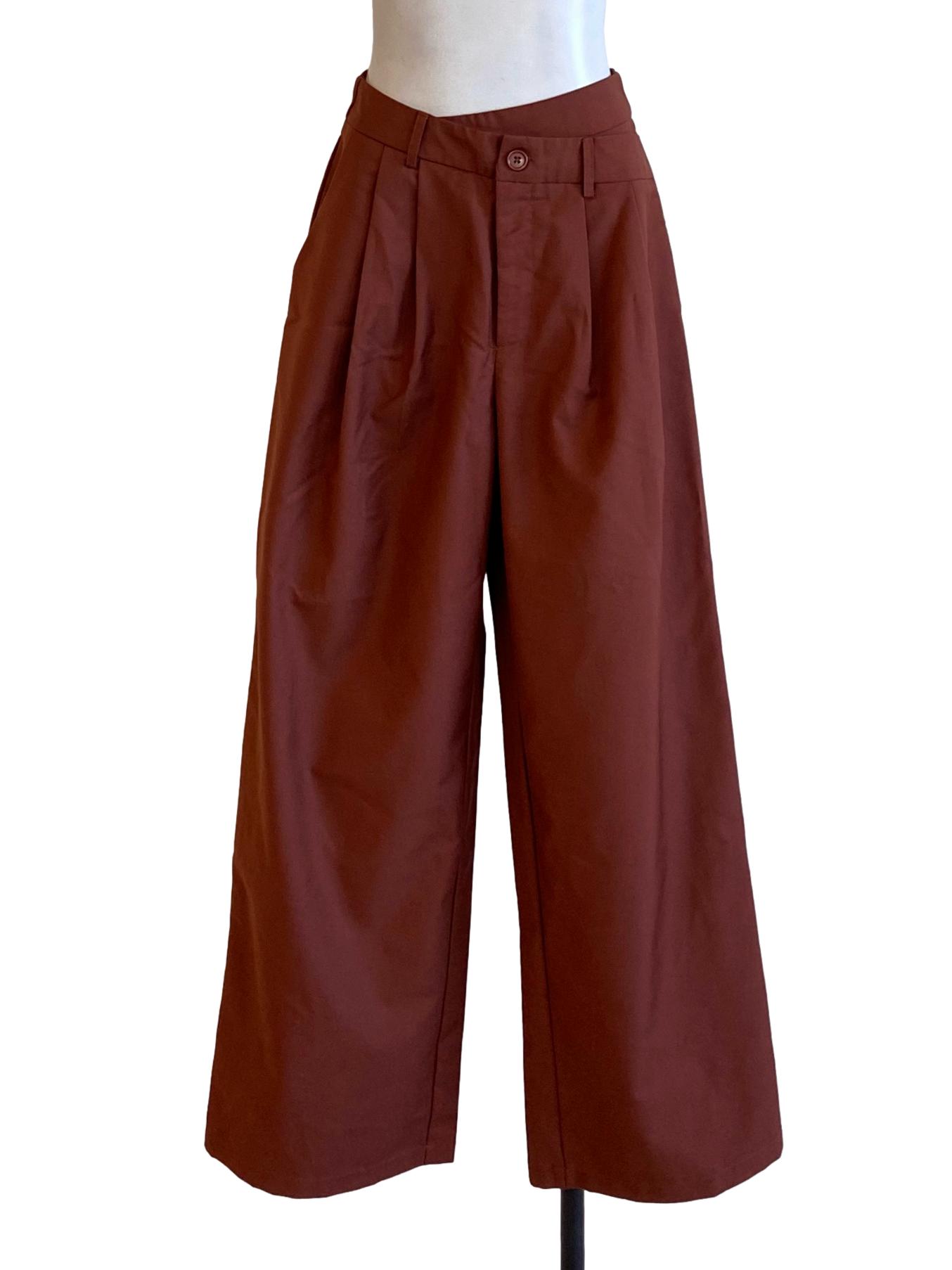 Penny Brown Asymmetrical Waist Formal Pants TTR