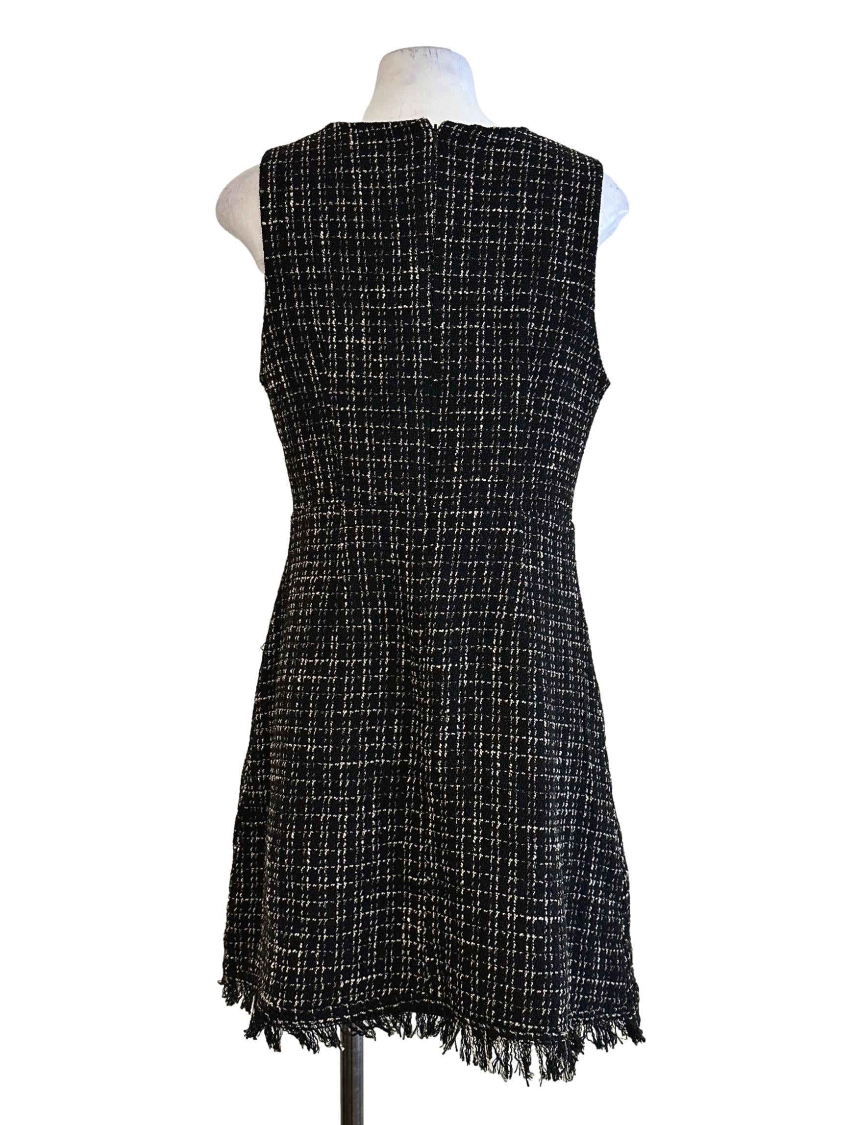Black Tweed Pattern Mini Dress