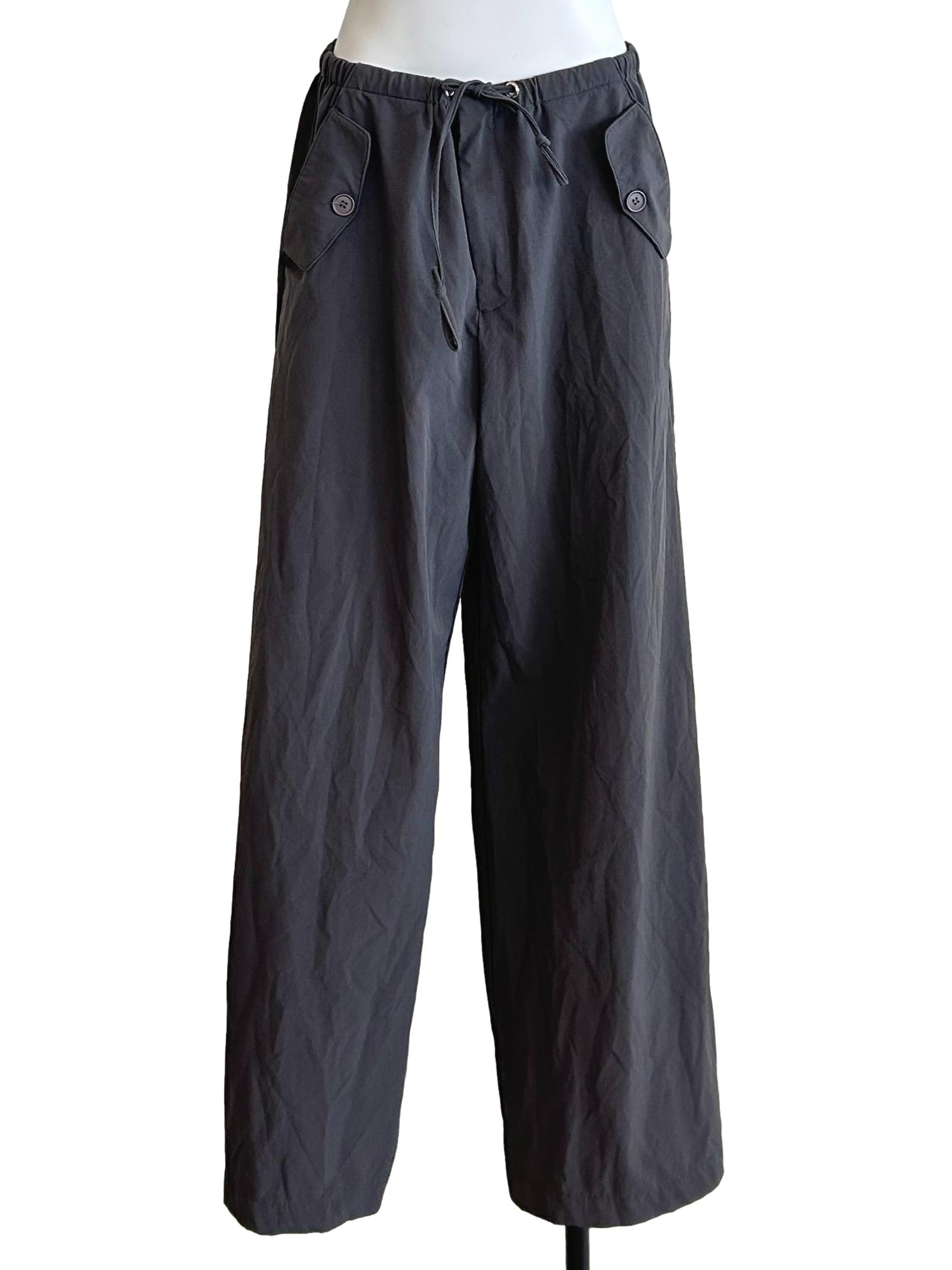 Charcoal Grey Button Pocket Trousers
