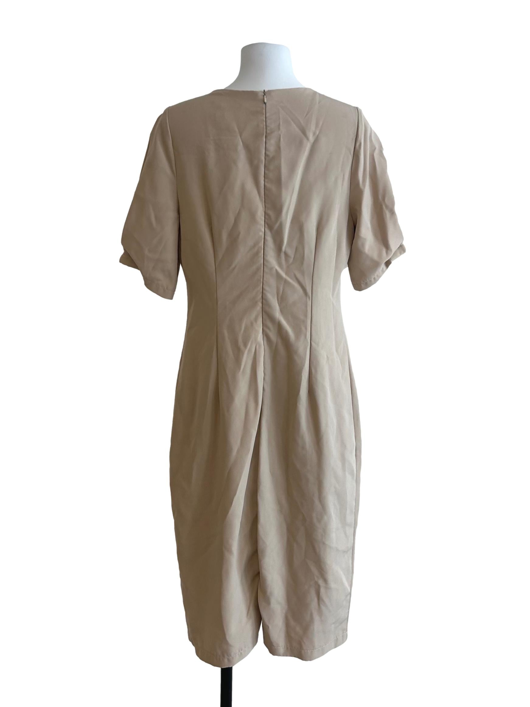 Beige Button Front Dress