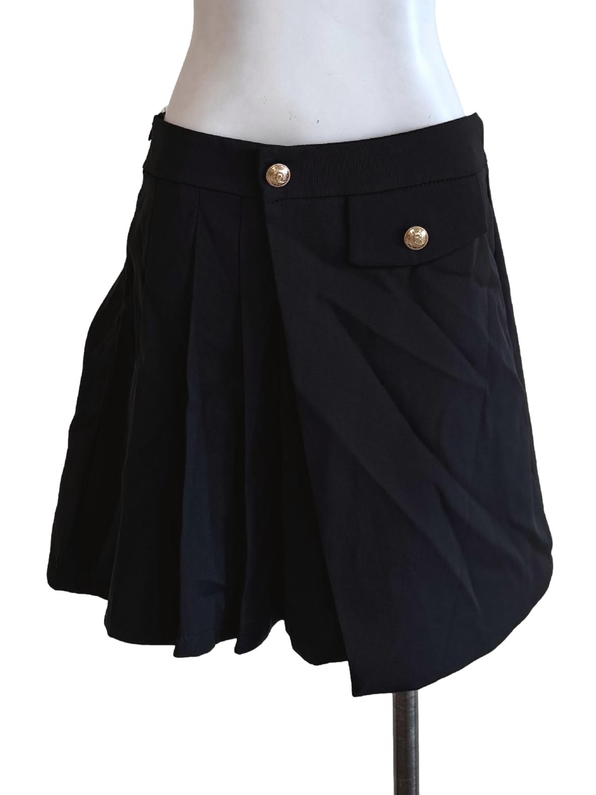 Midnight Black Round Mini Skirt