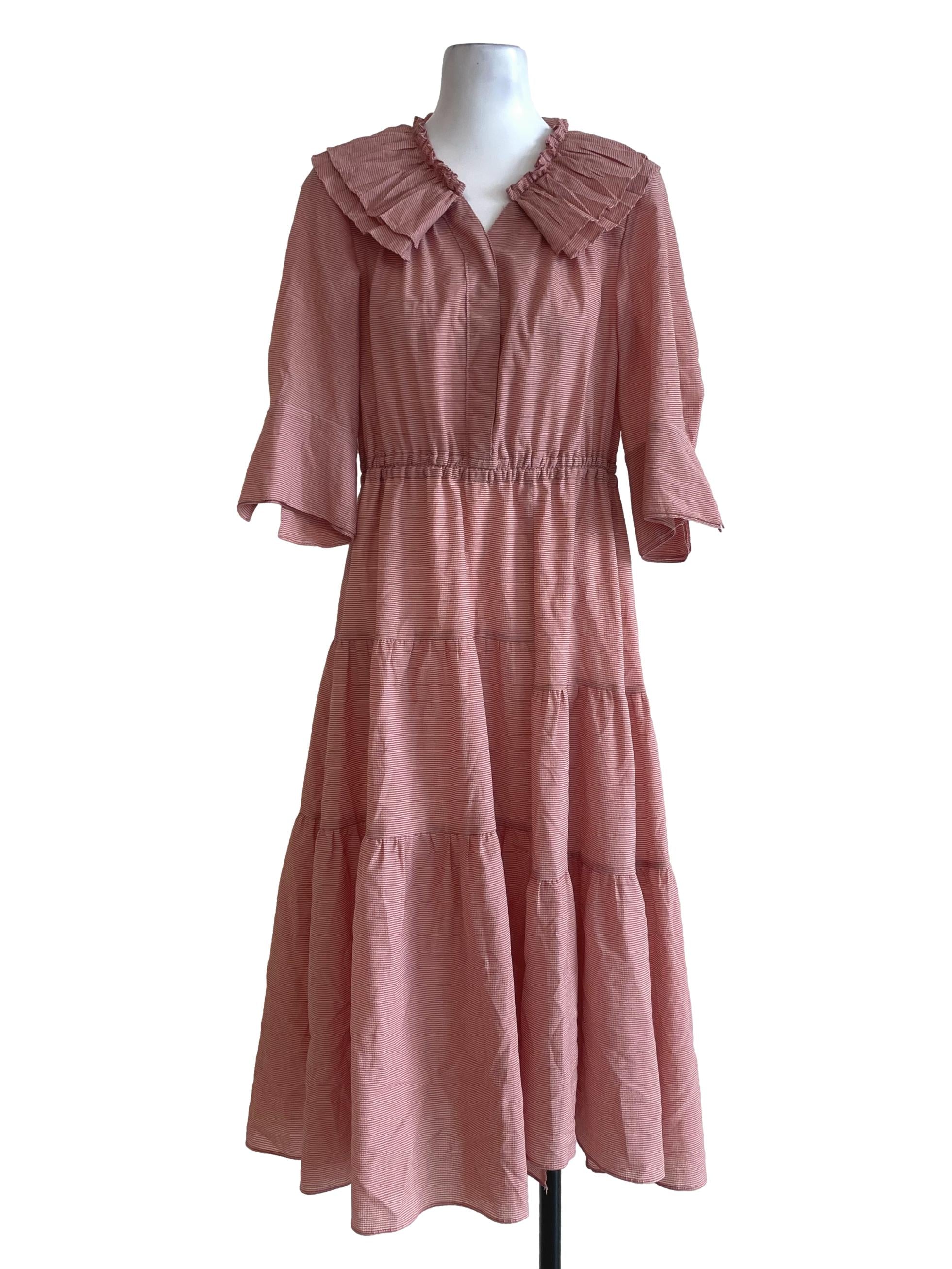 Indian Red Checked Tiered Dress