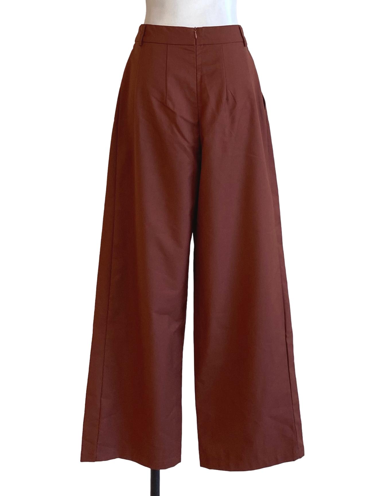 Penny Brown Asymmetrical Waist Formal Pants TTR