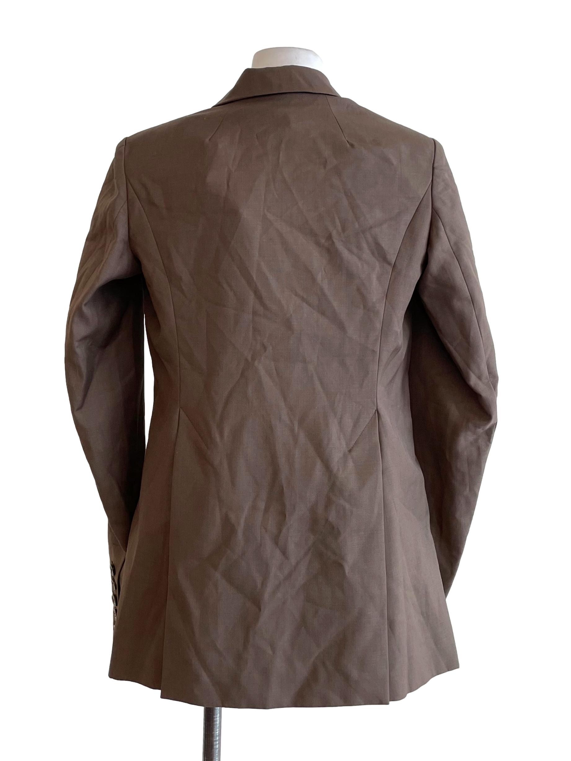 Wood Side Slits Blazer