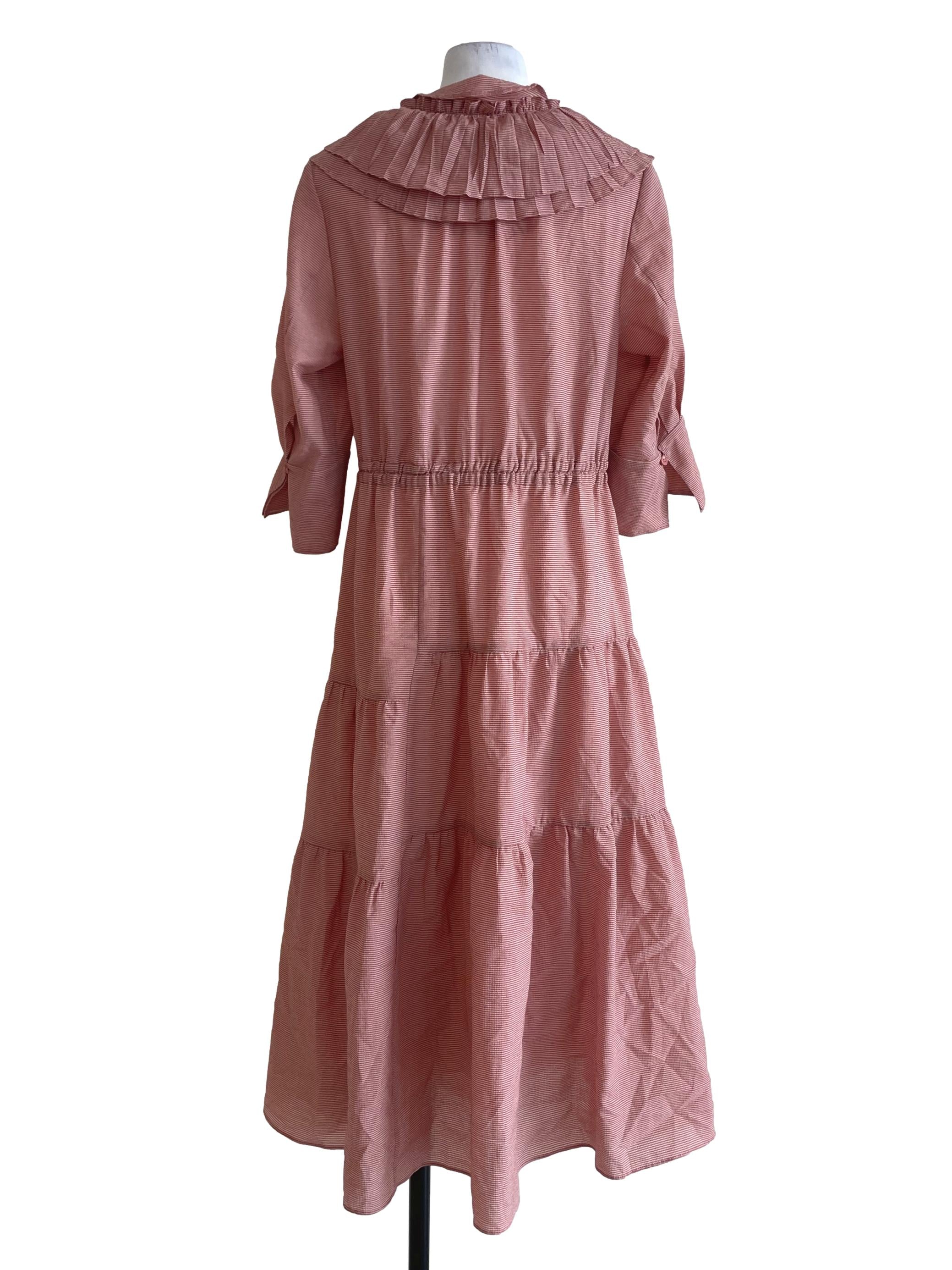 Indian Red Checked Tiered Dress