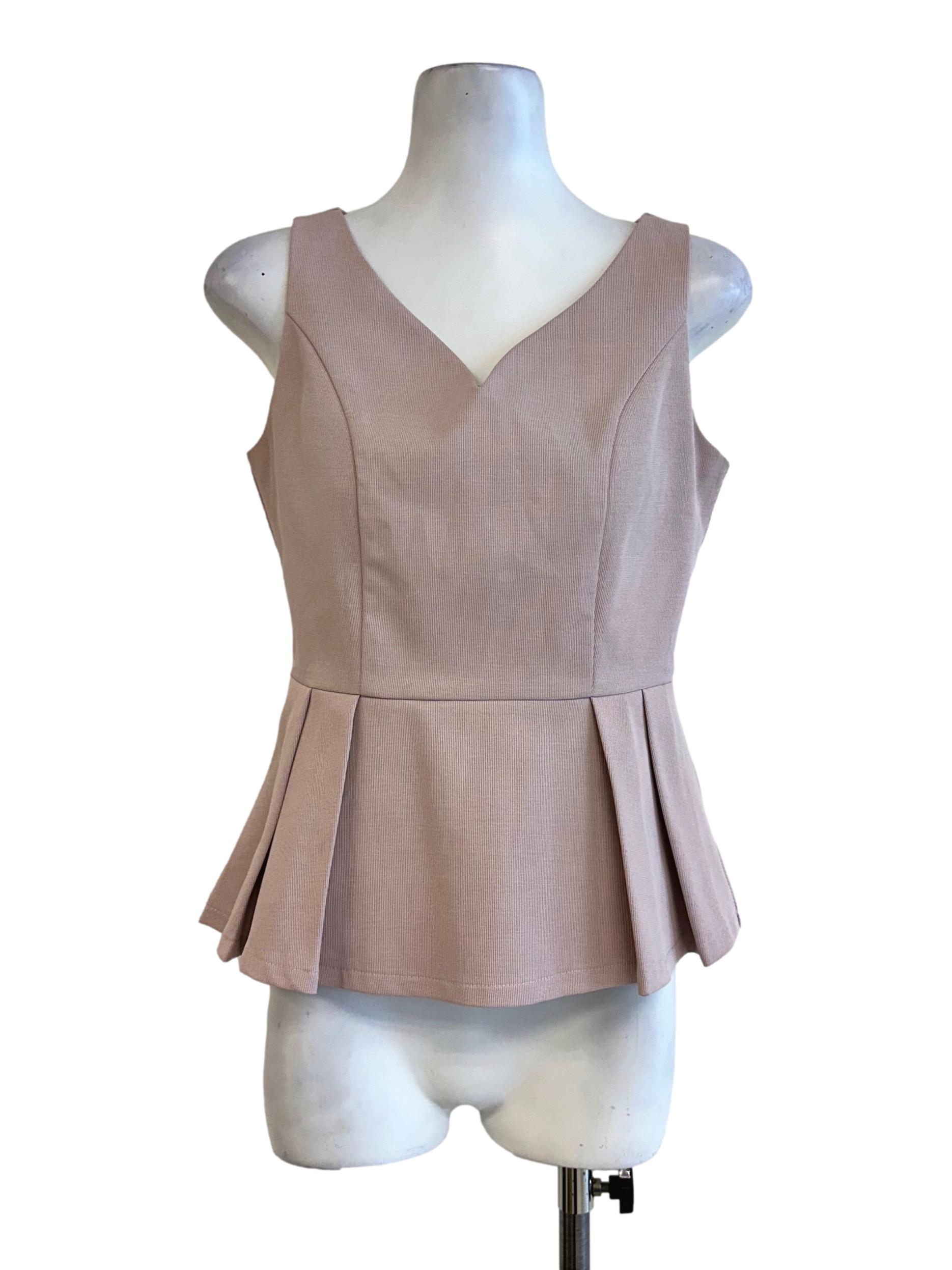 Flamingo Pink Textured V Neckline Top