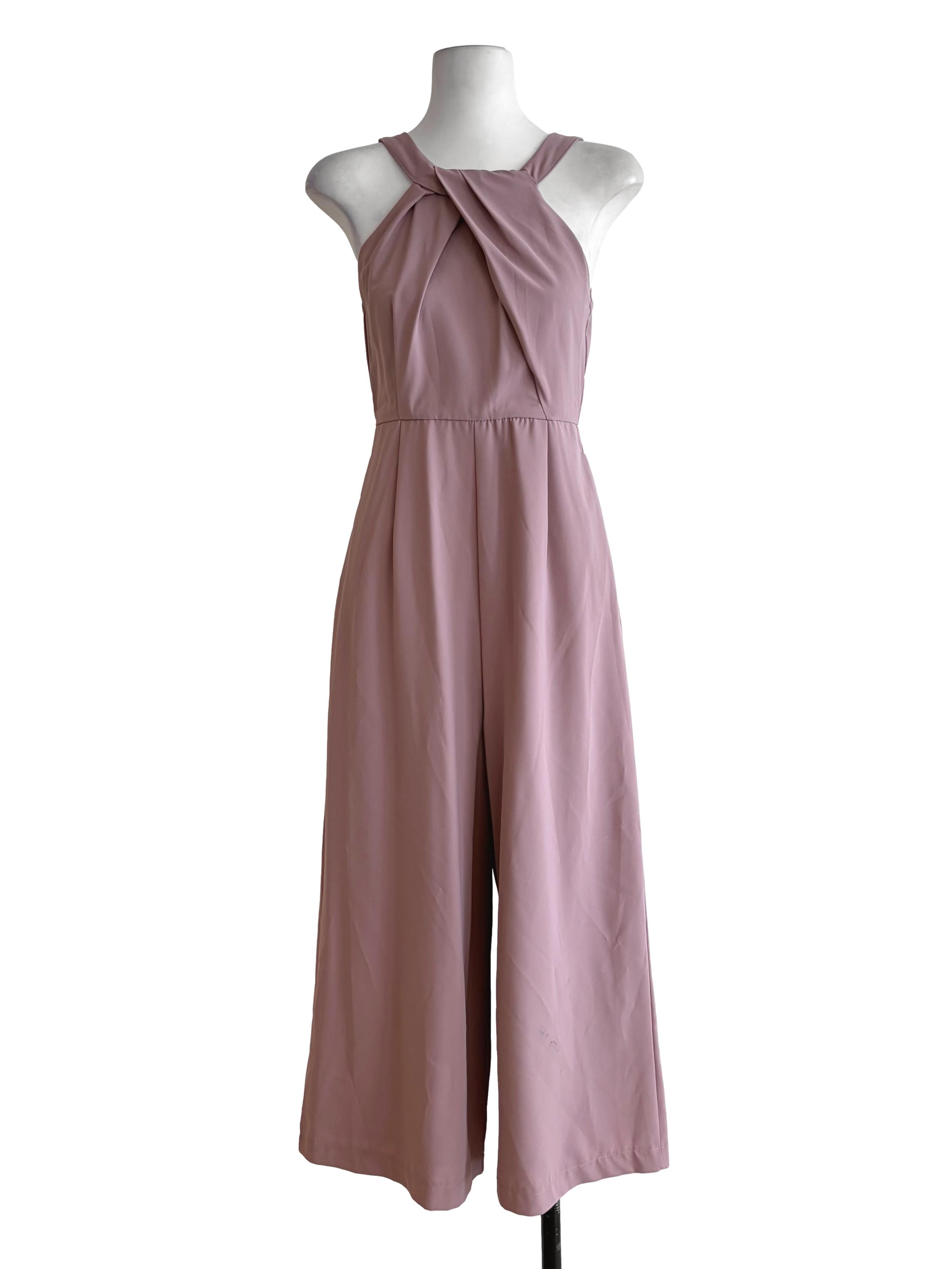 Flamingo Pink Halter Jumpsuit