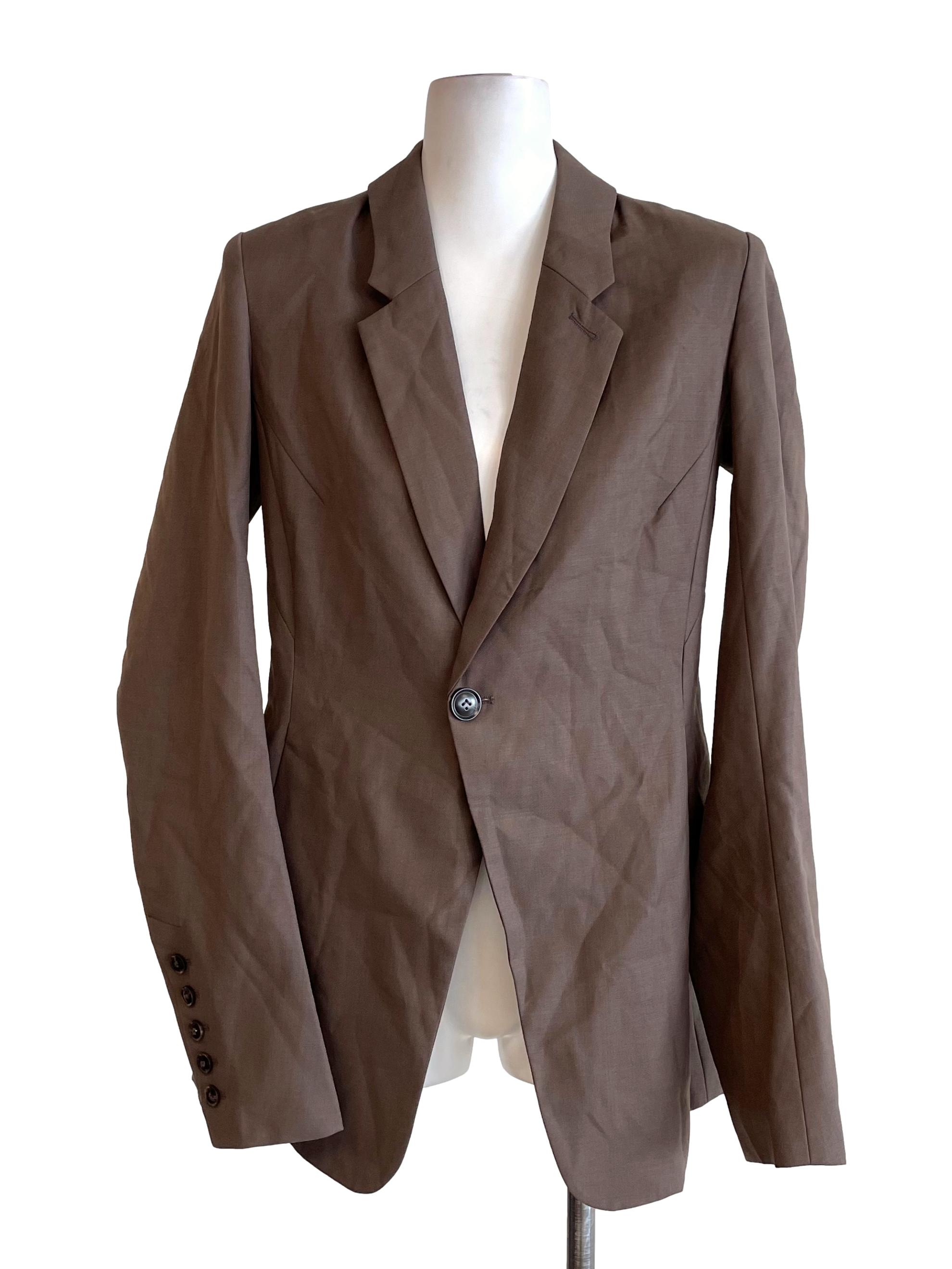 Wood Side Slits Blazer
