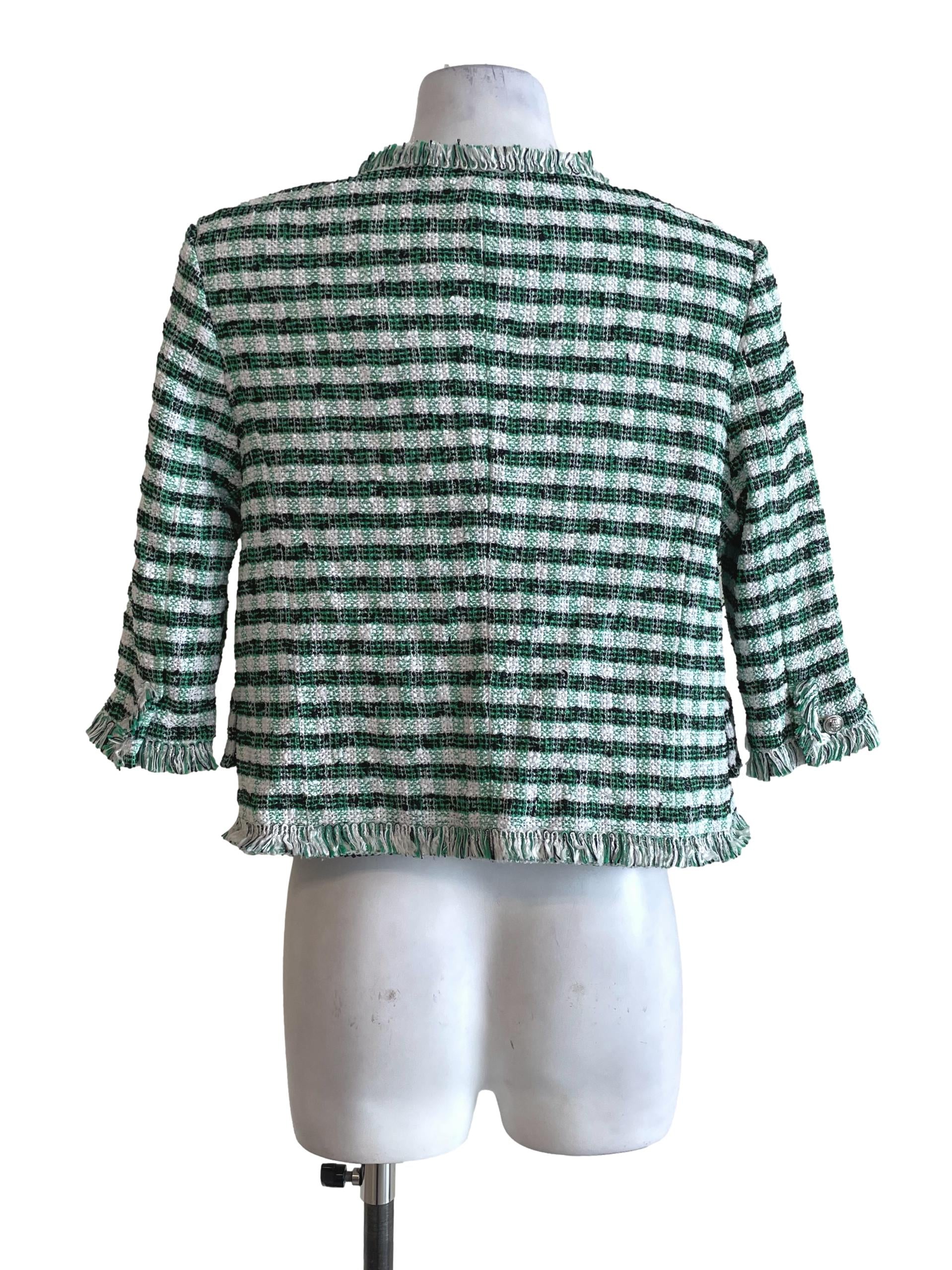 Light Green Checked Tweed Jacket