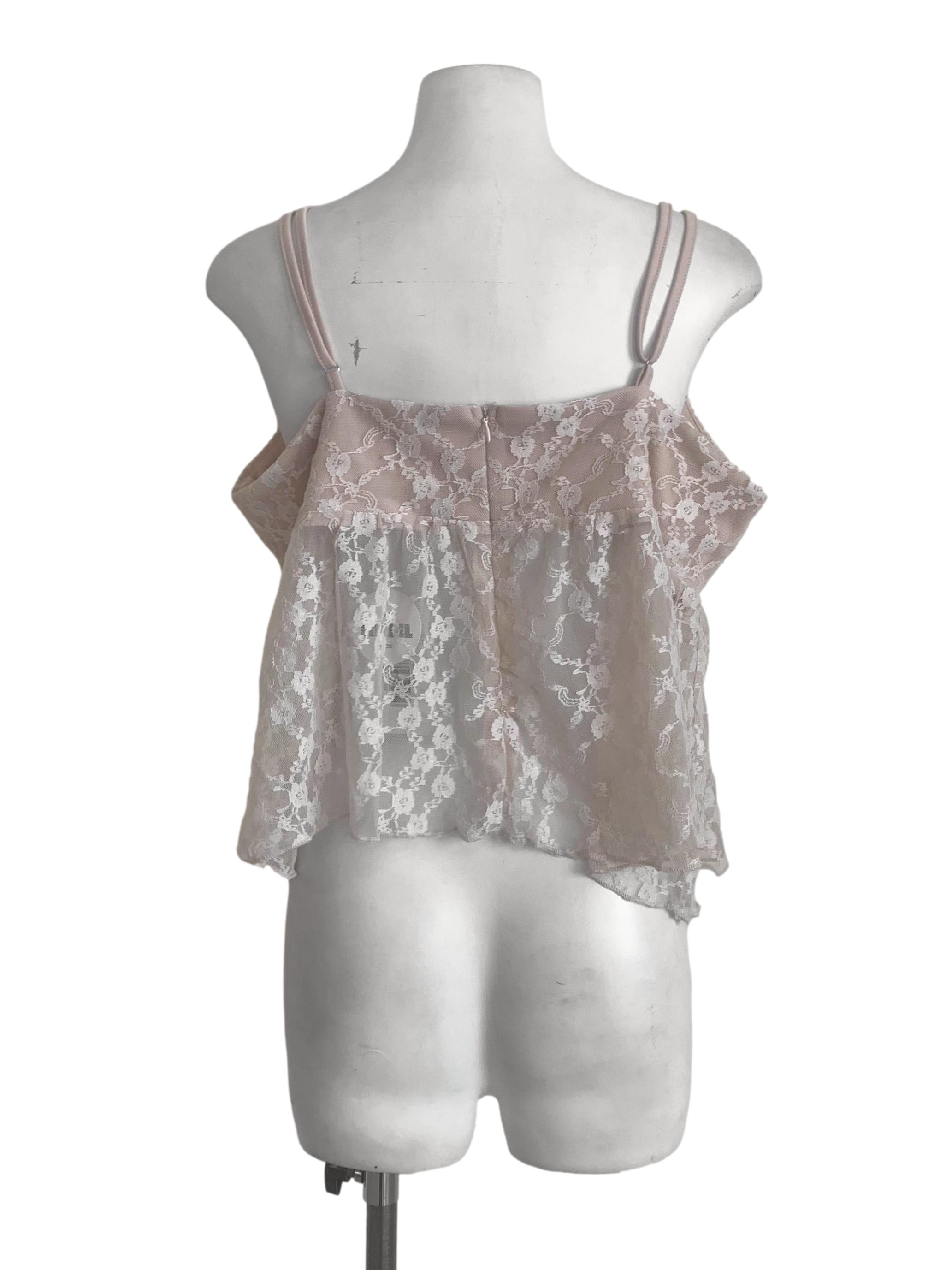 Sepia Beige Laced Pattern Top TTR