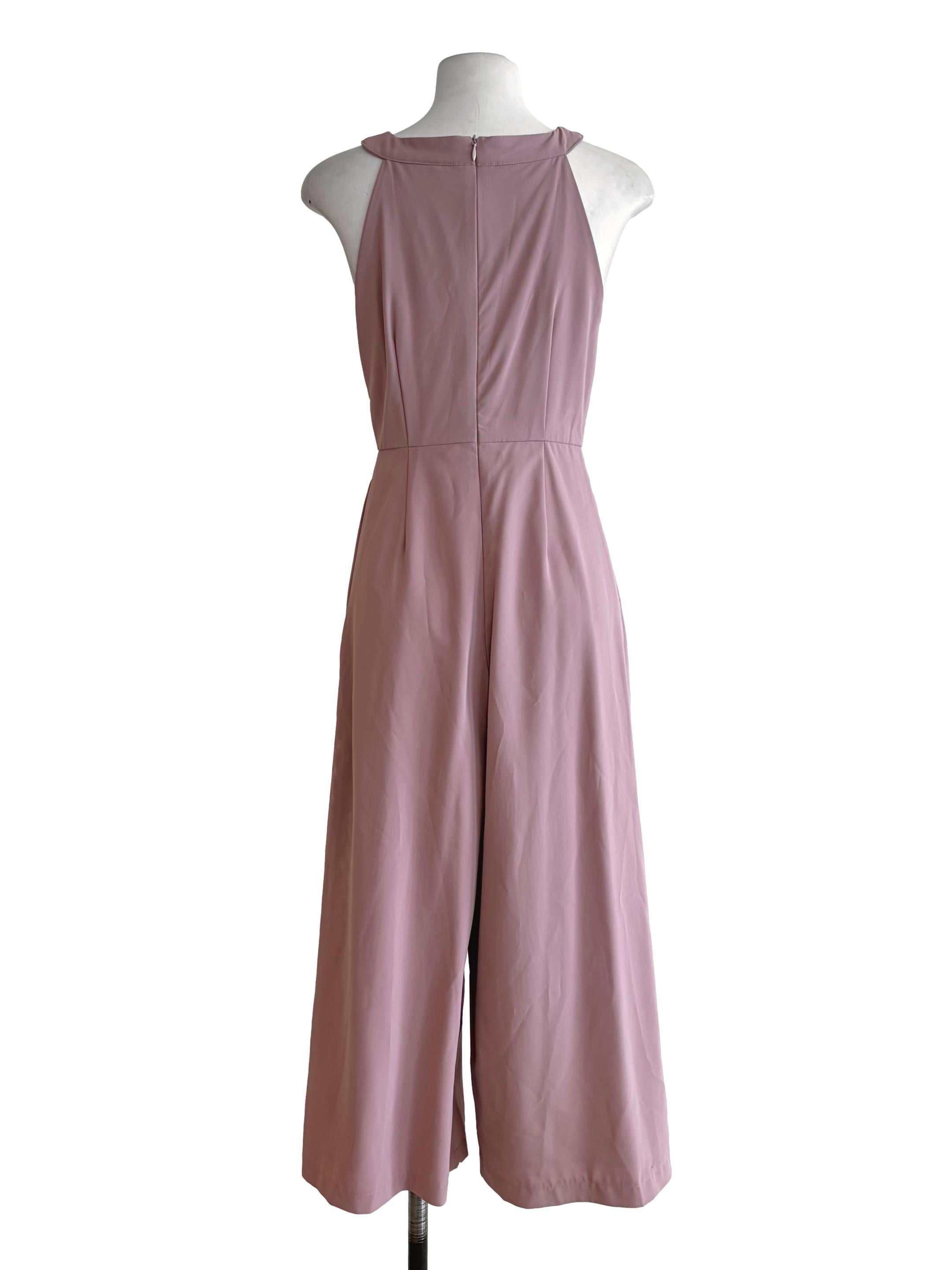Flamingo Pink Halter Jumpsuit
