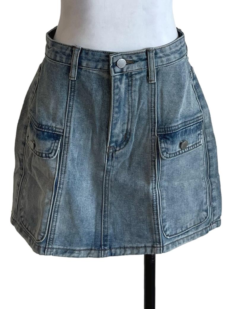 Blue Hendrix Cargo Denim Skirt
