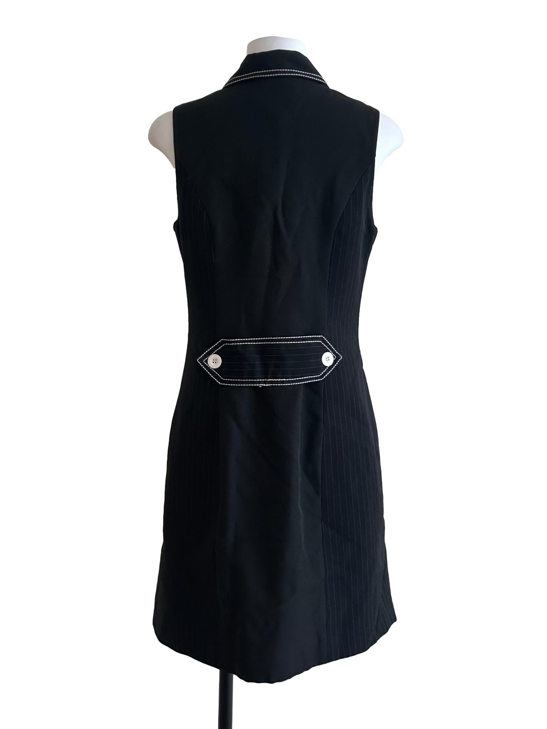 Raven Black Striped Sleeveless Dress