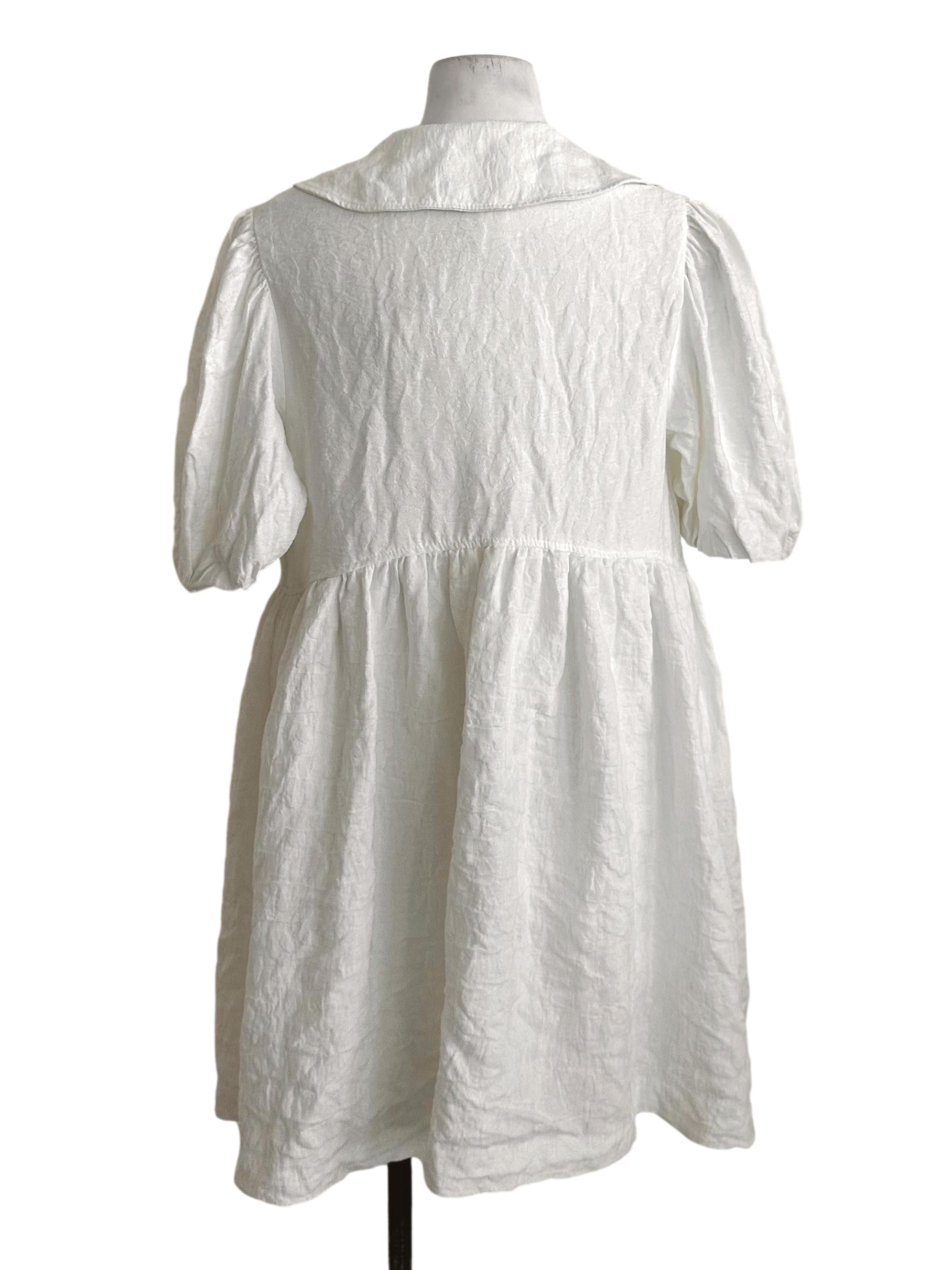 Pearl White Collar Textured Dress