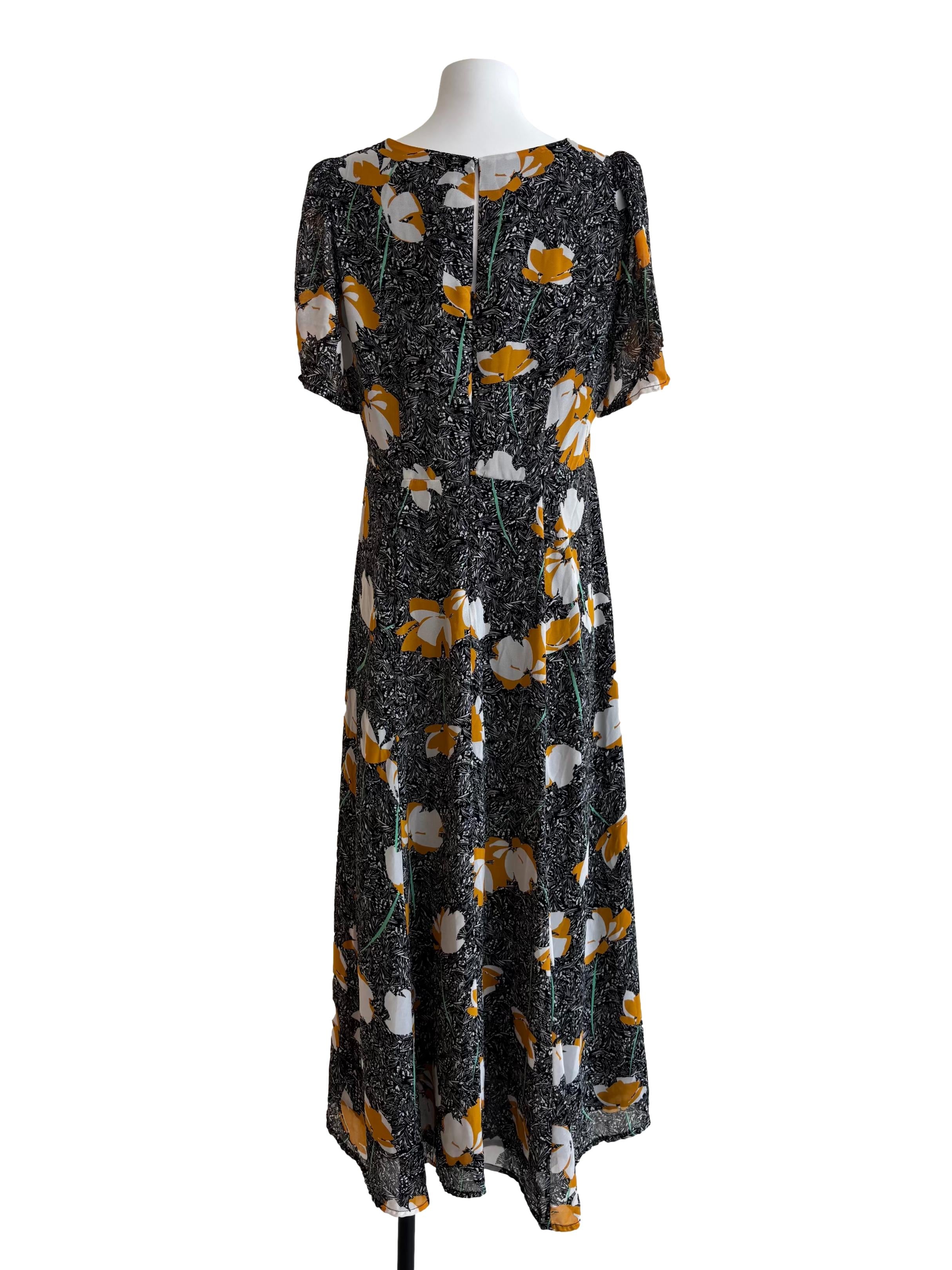 Onyx Black Printed A-Line Dress