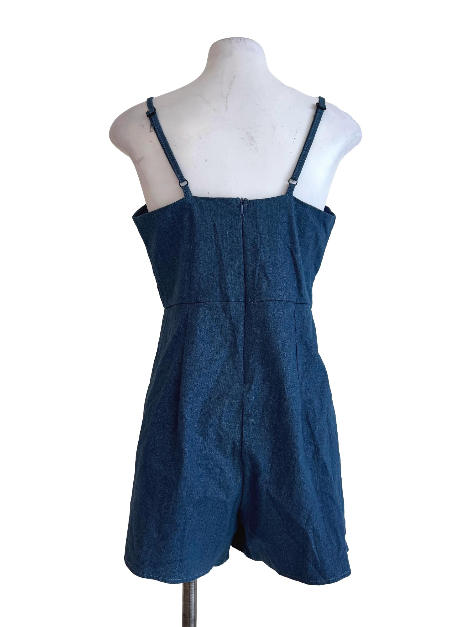Pool Blue Denim Romper Dress