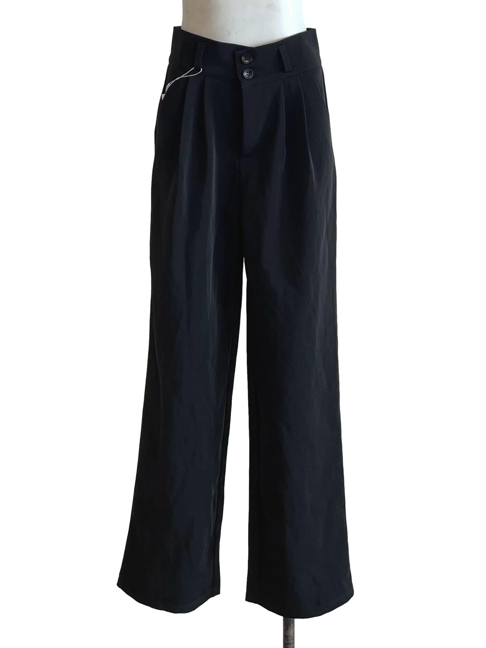 Black Pleated Straight Pants