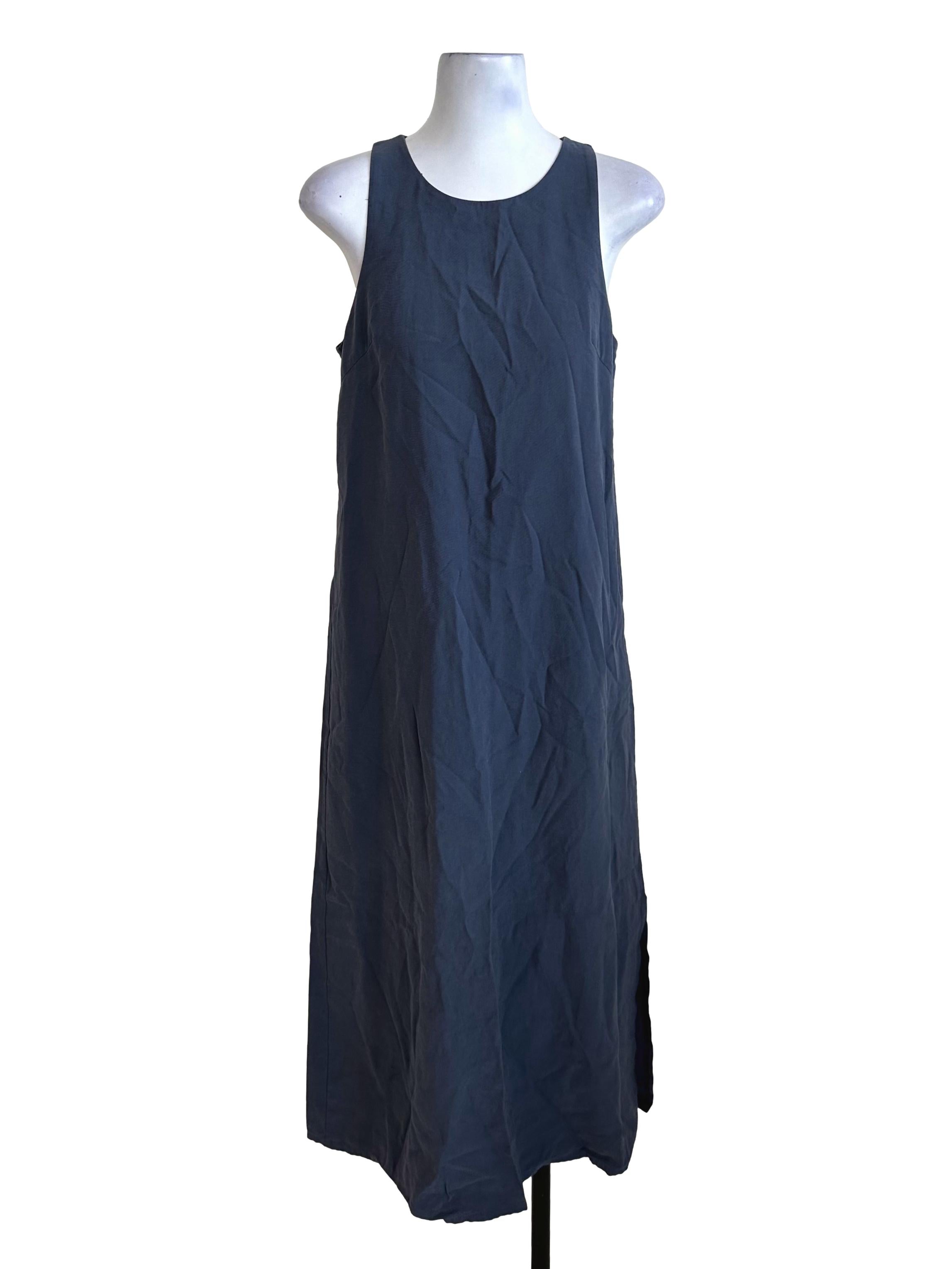 Spruce Blue Round Neck Sleeveless Dress TEM