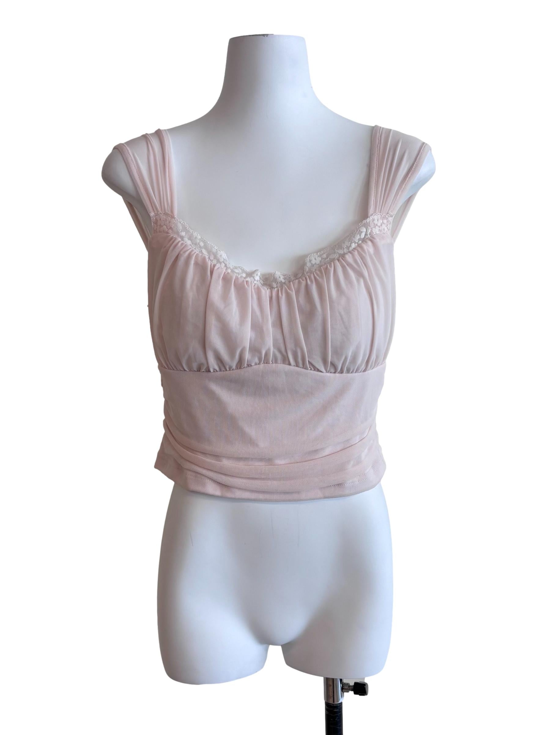 Light Pink Lace Detail Sleeveless Top