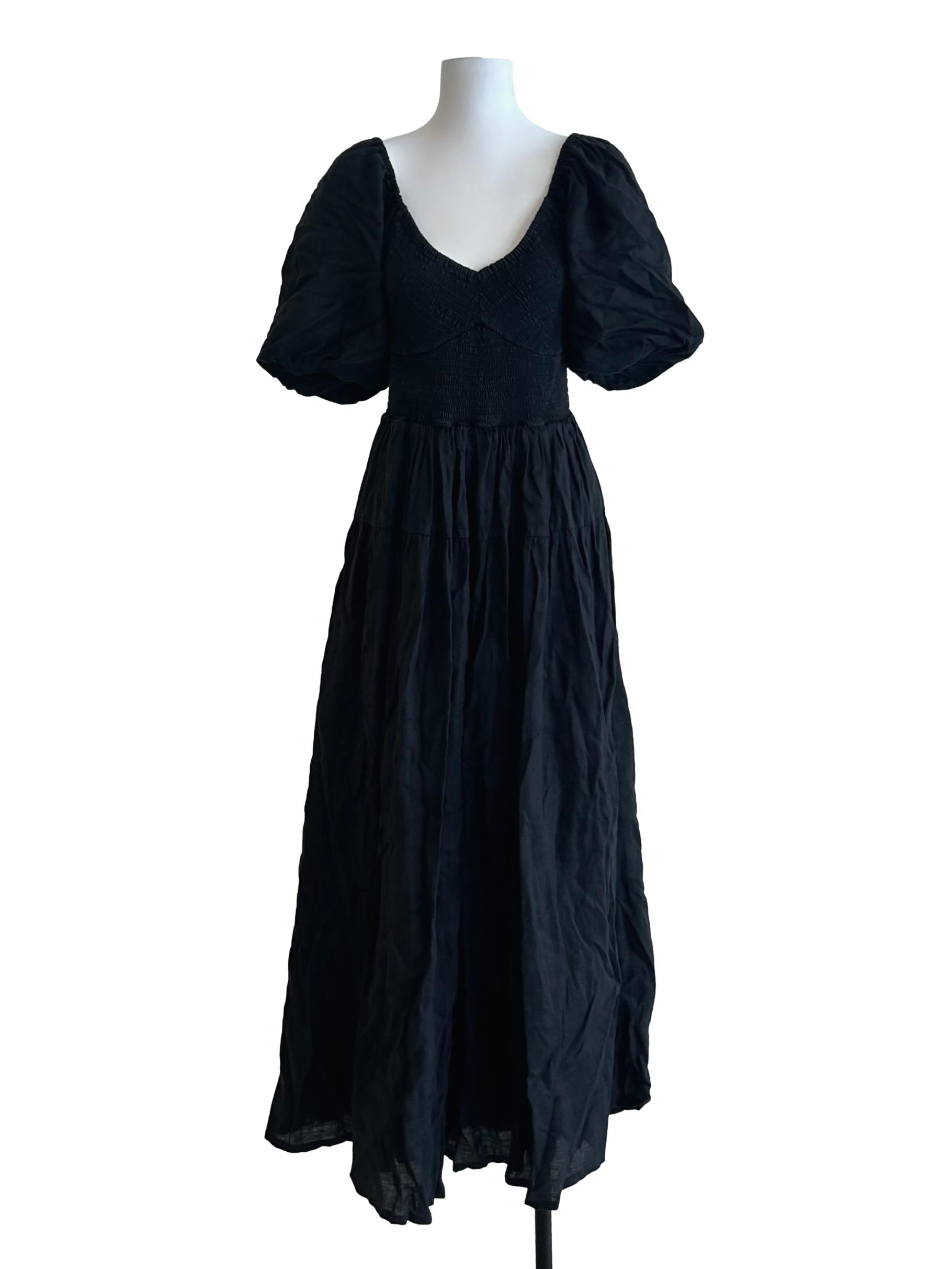 Off-Black Smocked Maxi Dress