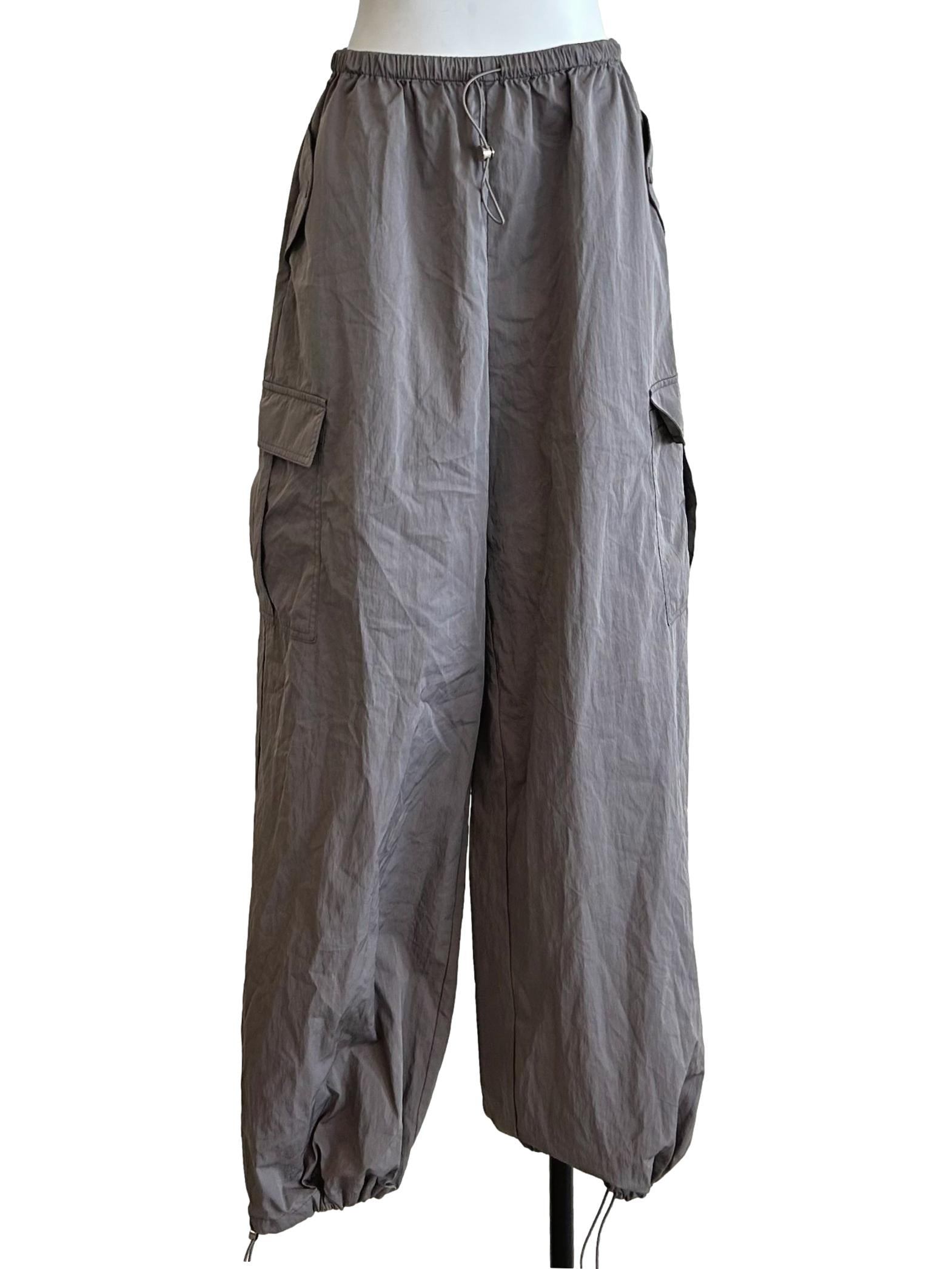 Stone Grey Toggle Hem Cargo Pants