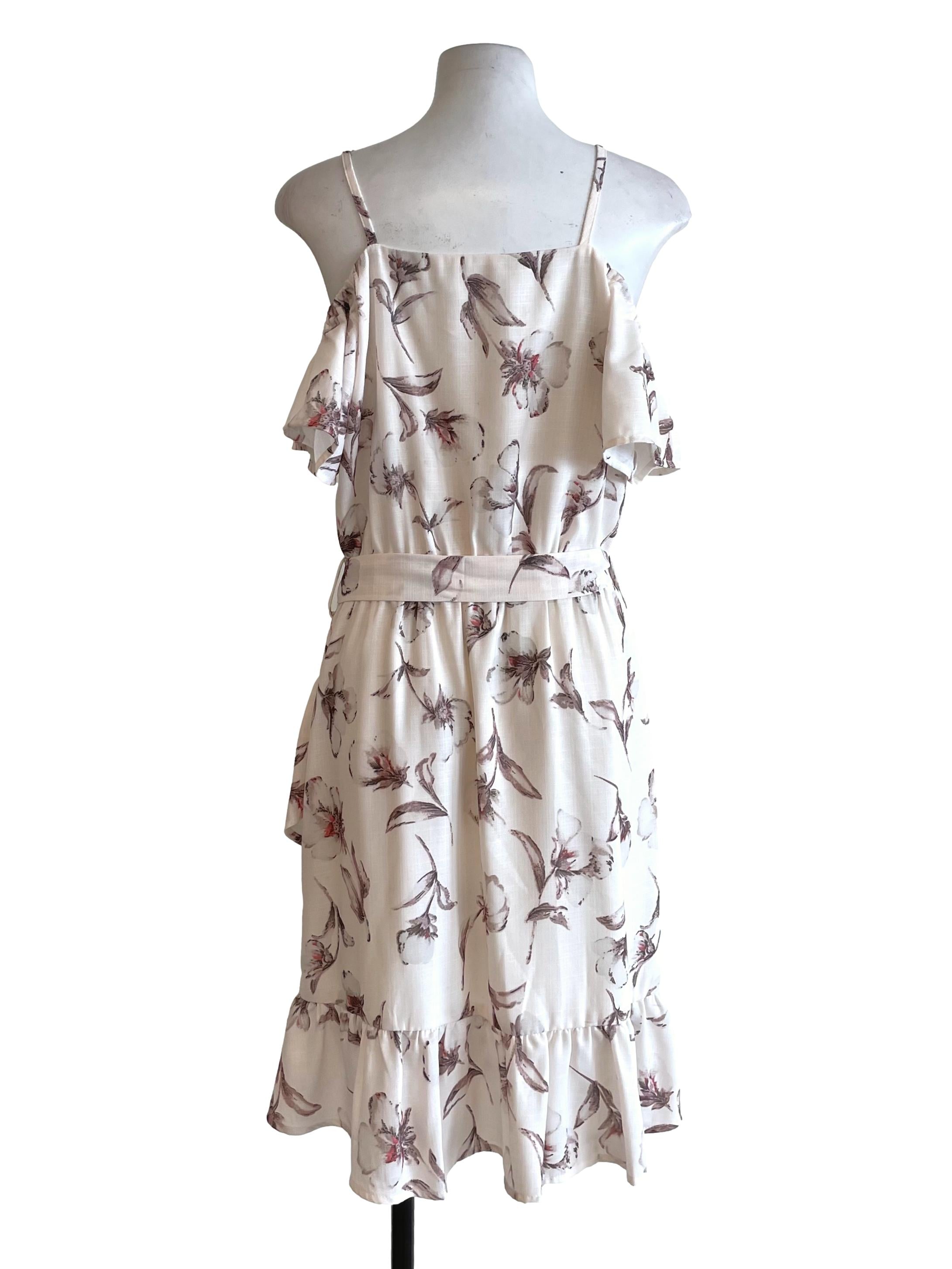 Off White Floral Chiffon Dress