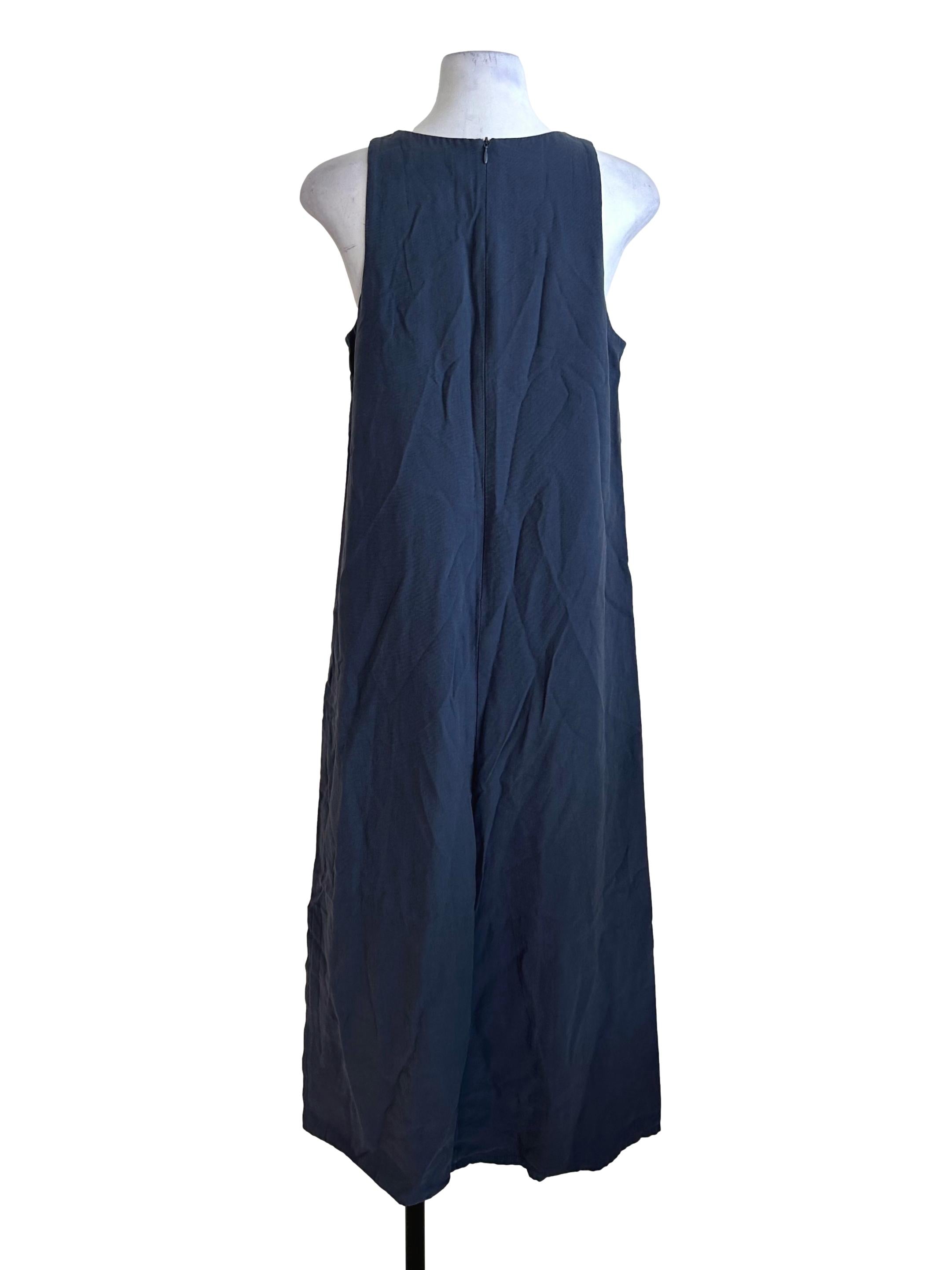 Spruce Blue Round Neck Sleeveless Dress TEM